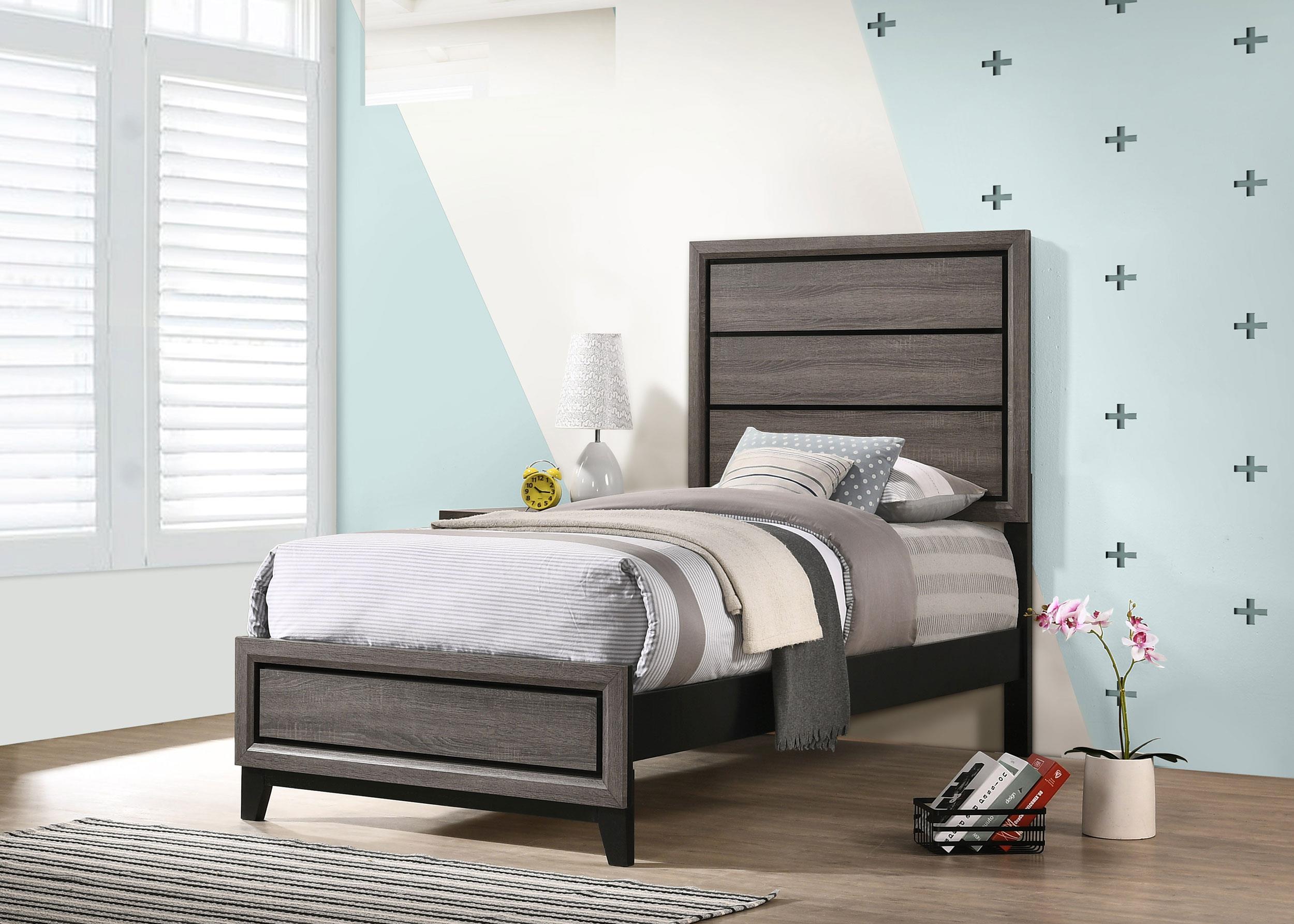 Coaster Watson Transitional Grey Oak Twin Bed Model 212421T