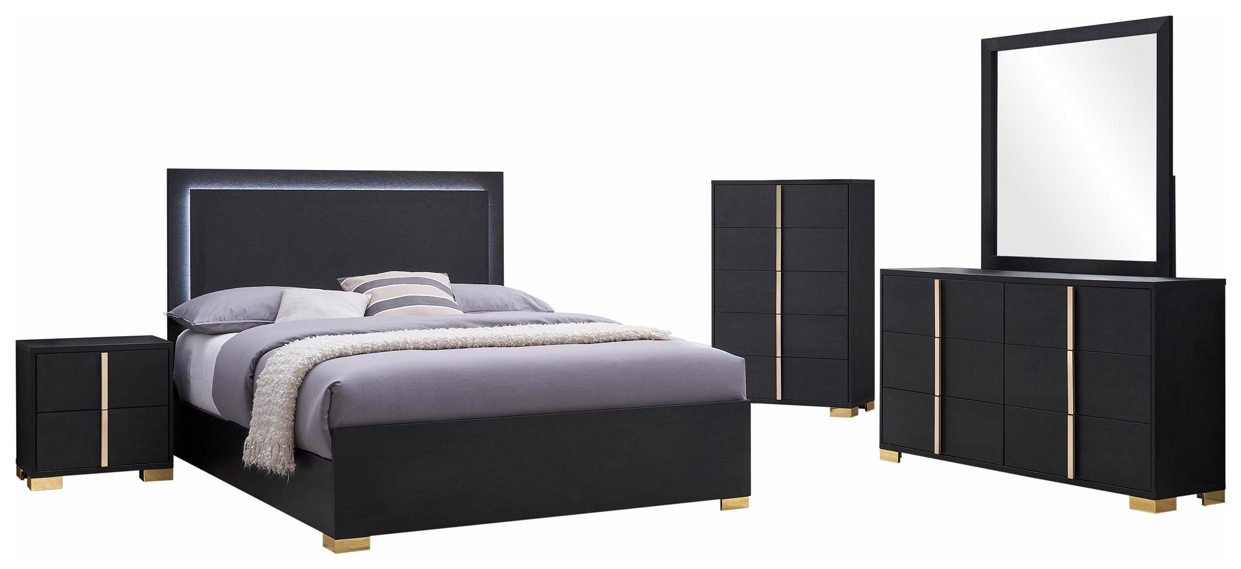 Coaster Marceline Contemporary Black Eastern King Bed Model 222831Ke-S5