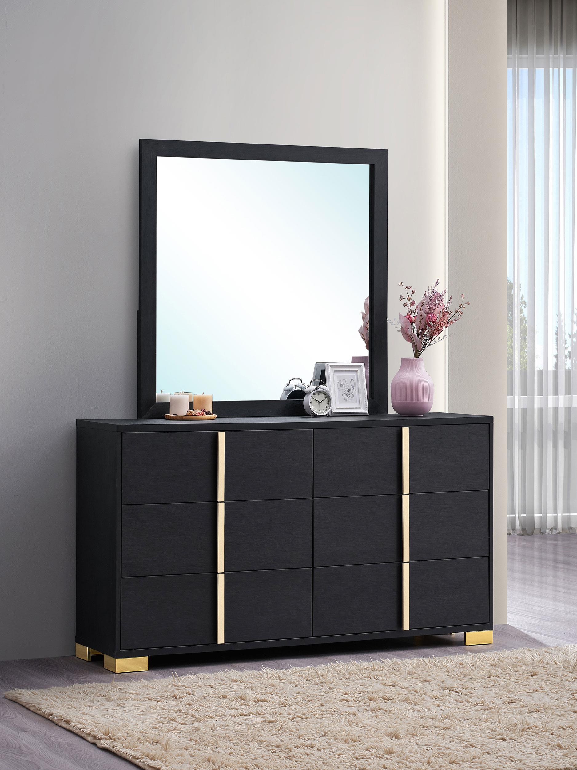 Coaster Marceline Contemporary Black Dresser With Mirror Model 222833M