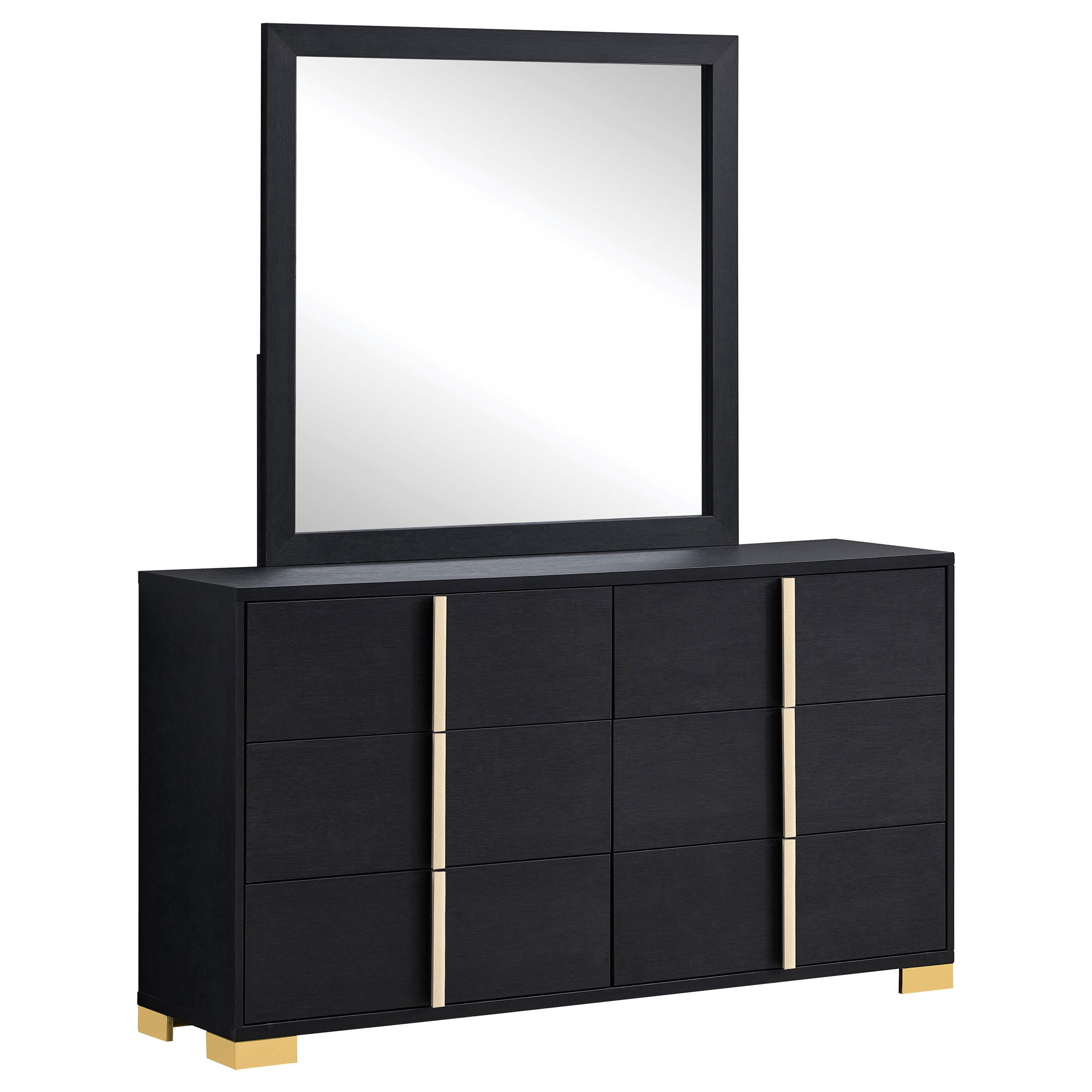 Coaster Marceline Contemporary Black Dresser With Mirror Model 222833M