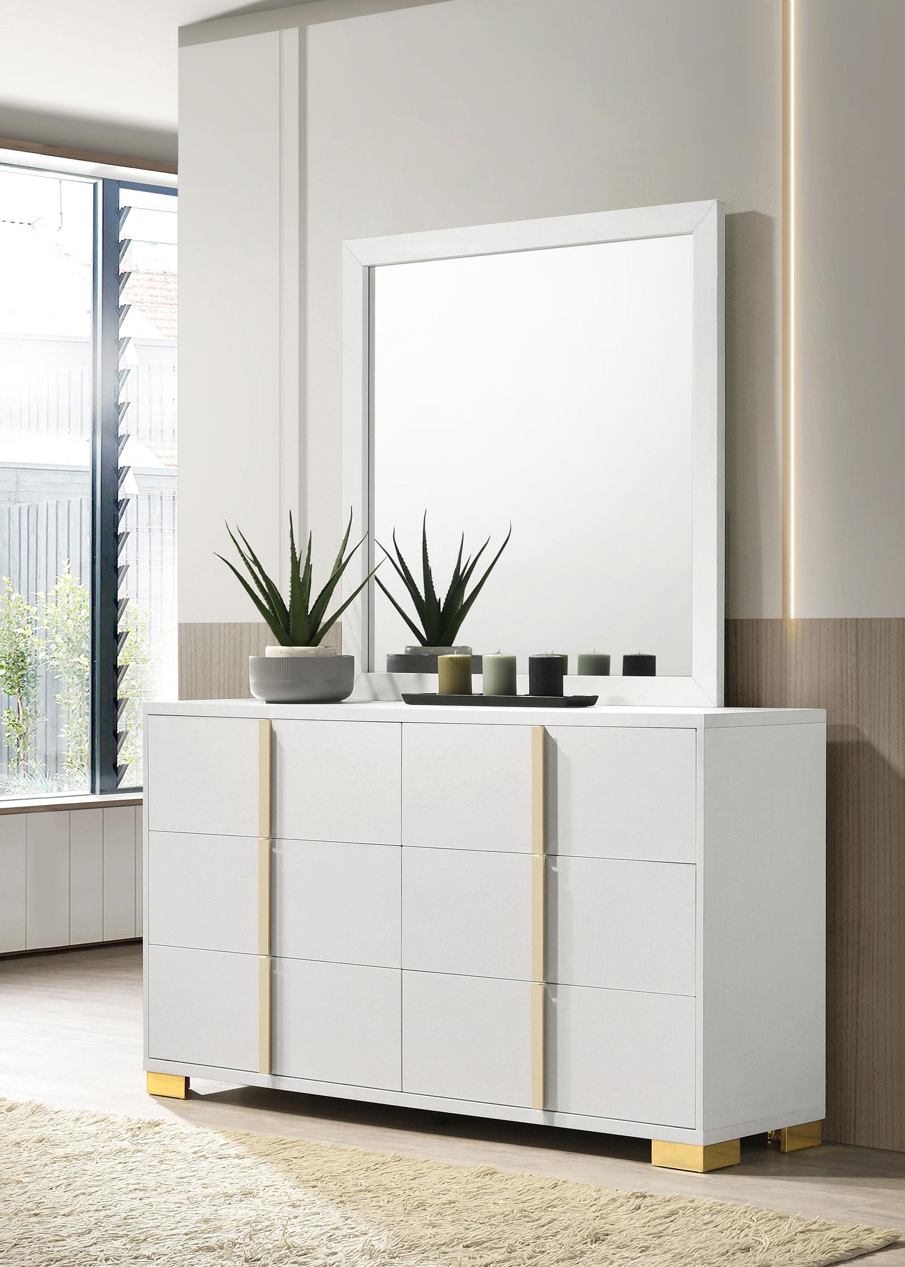 Coaster Marceline Contemporary White Dresser With Mirror Model 222933M