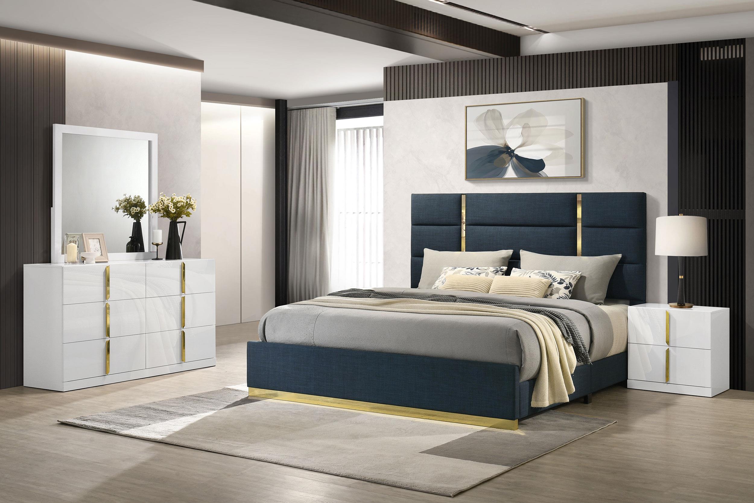 Coaster Ines Contemporary White High Gloss Queen Bed Model 223091Nvyq-S4