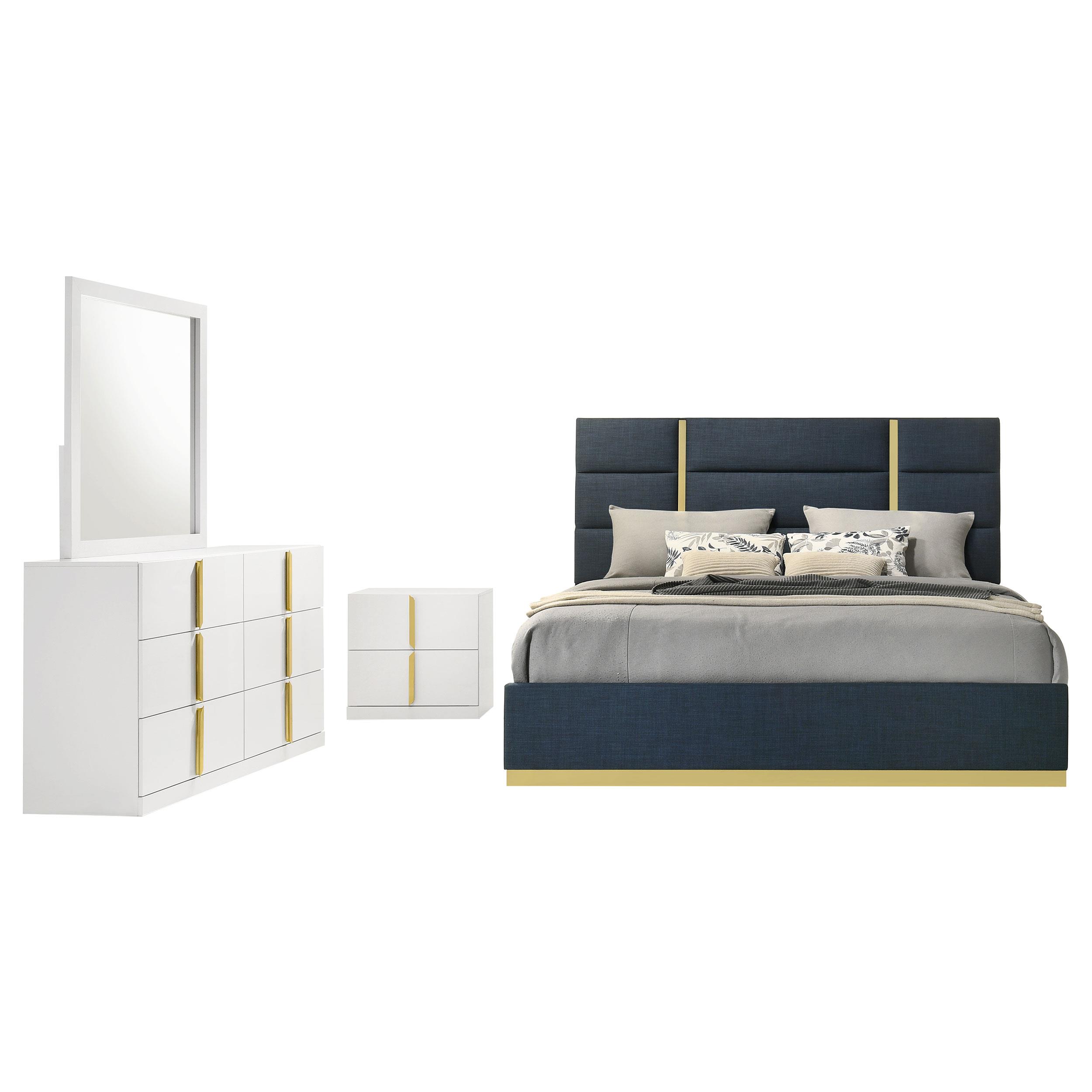 Coaster Ines Contemporary White High Gloss Queen Bed Model 223091Nvyq-S4