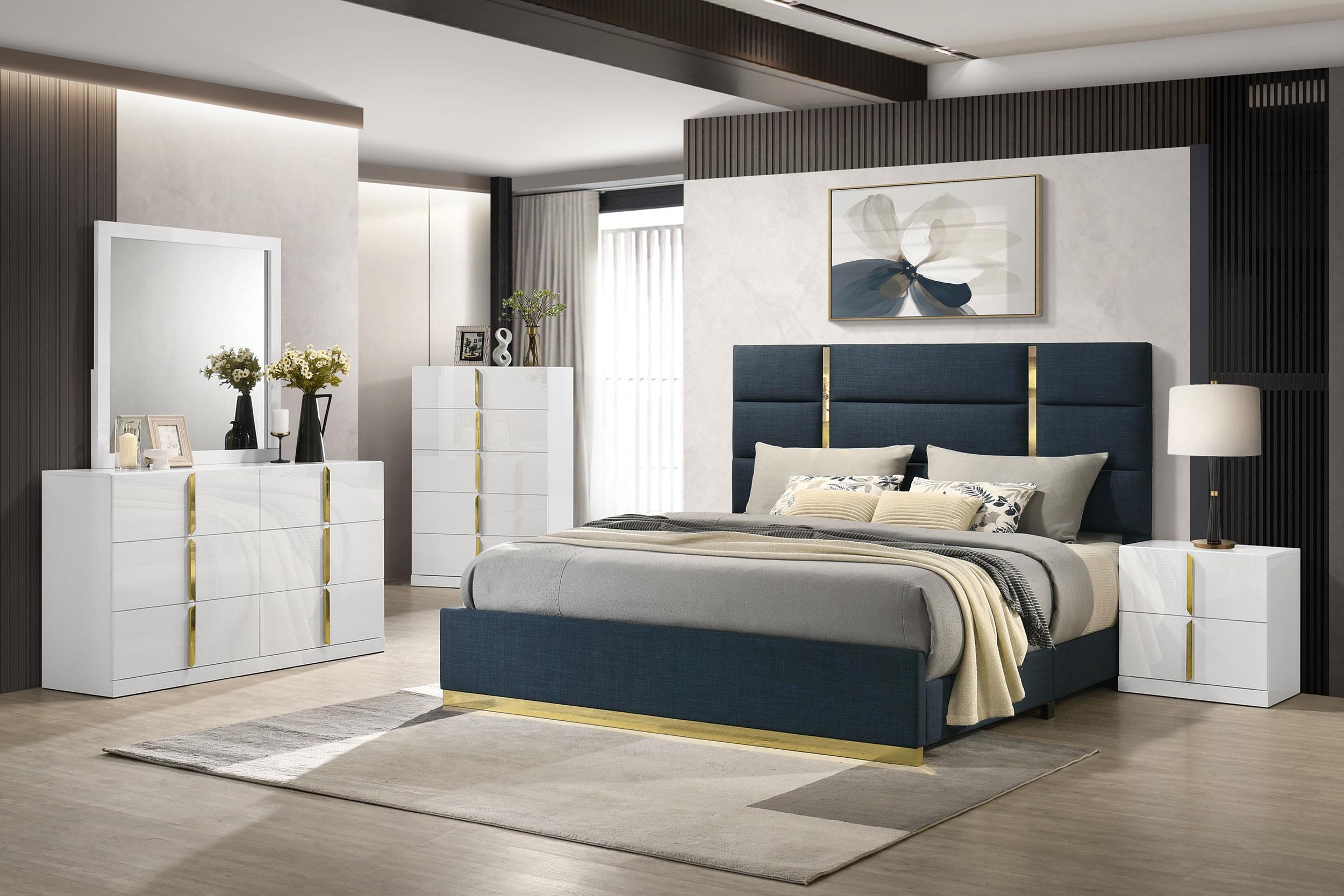 Coaster Ines Contemporary White High Gloss Queen Bed Model 223091Nvyq-S5