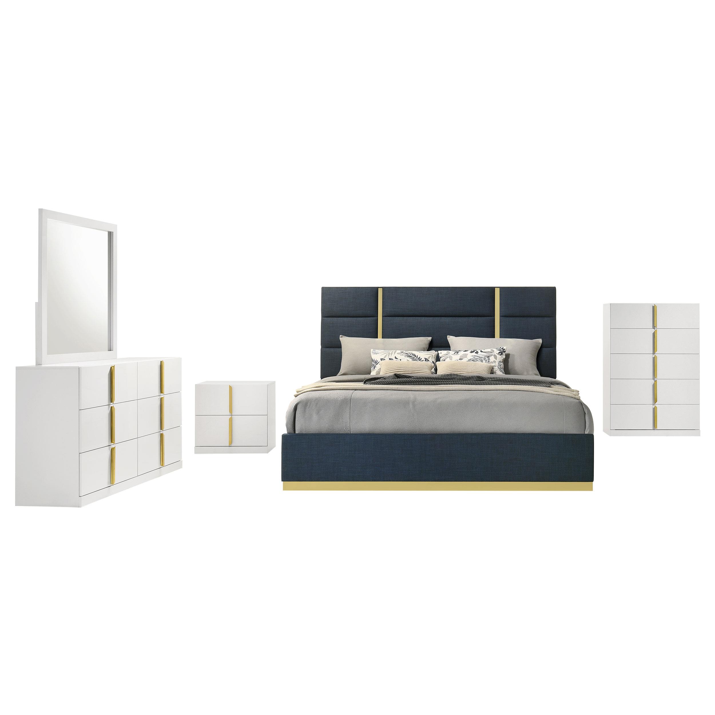 Coaster Ines Contemporary White High Gloss Queen Bed Model 223091Nvyq-S5