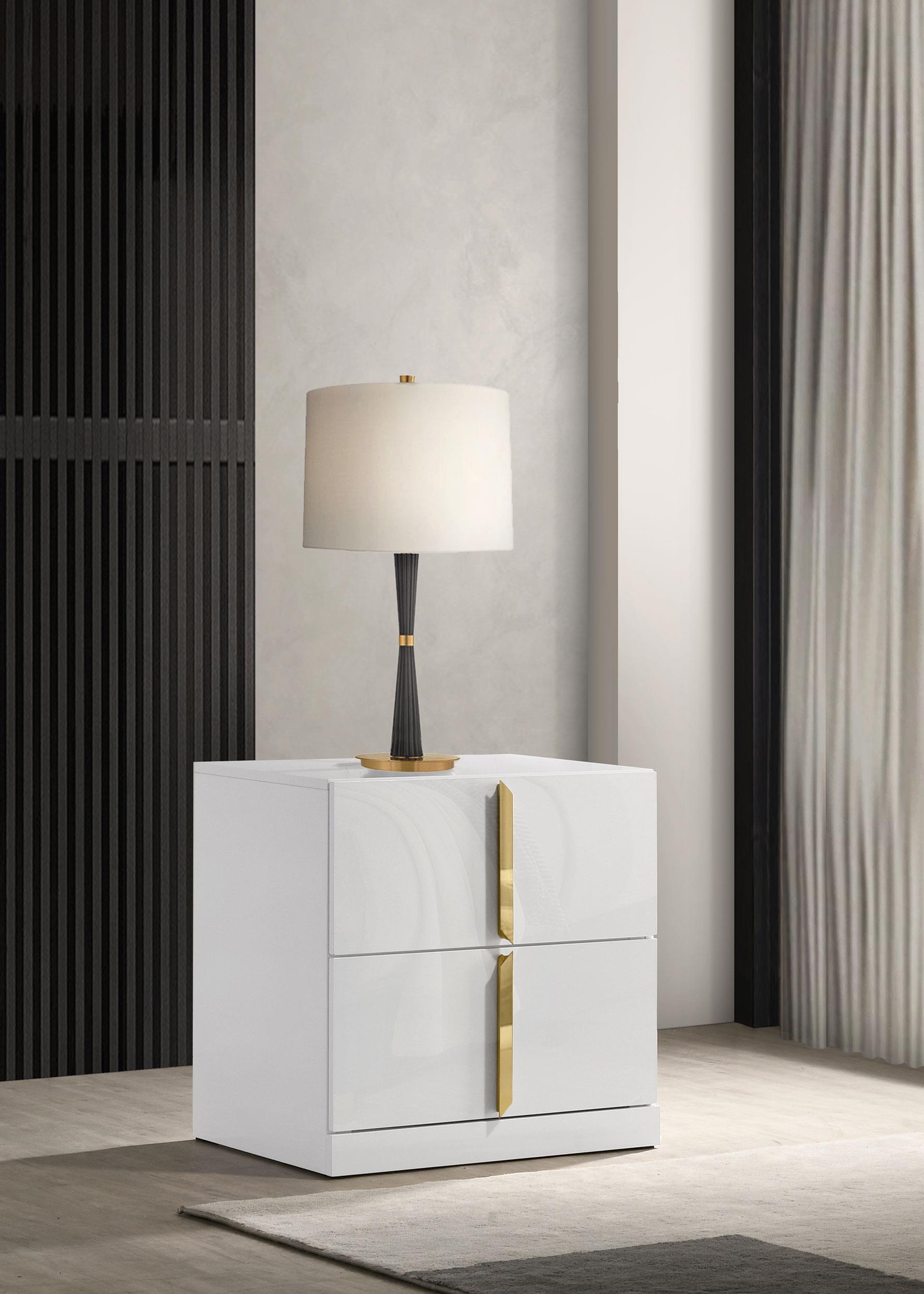 Coaster Ines Contemporary White High Gloss Nightstand Model 223092