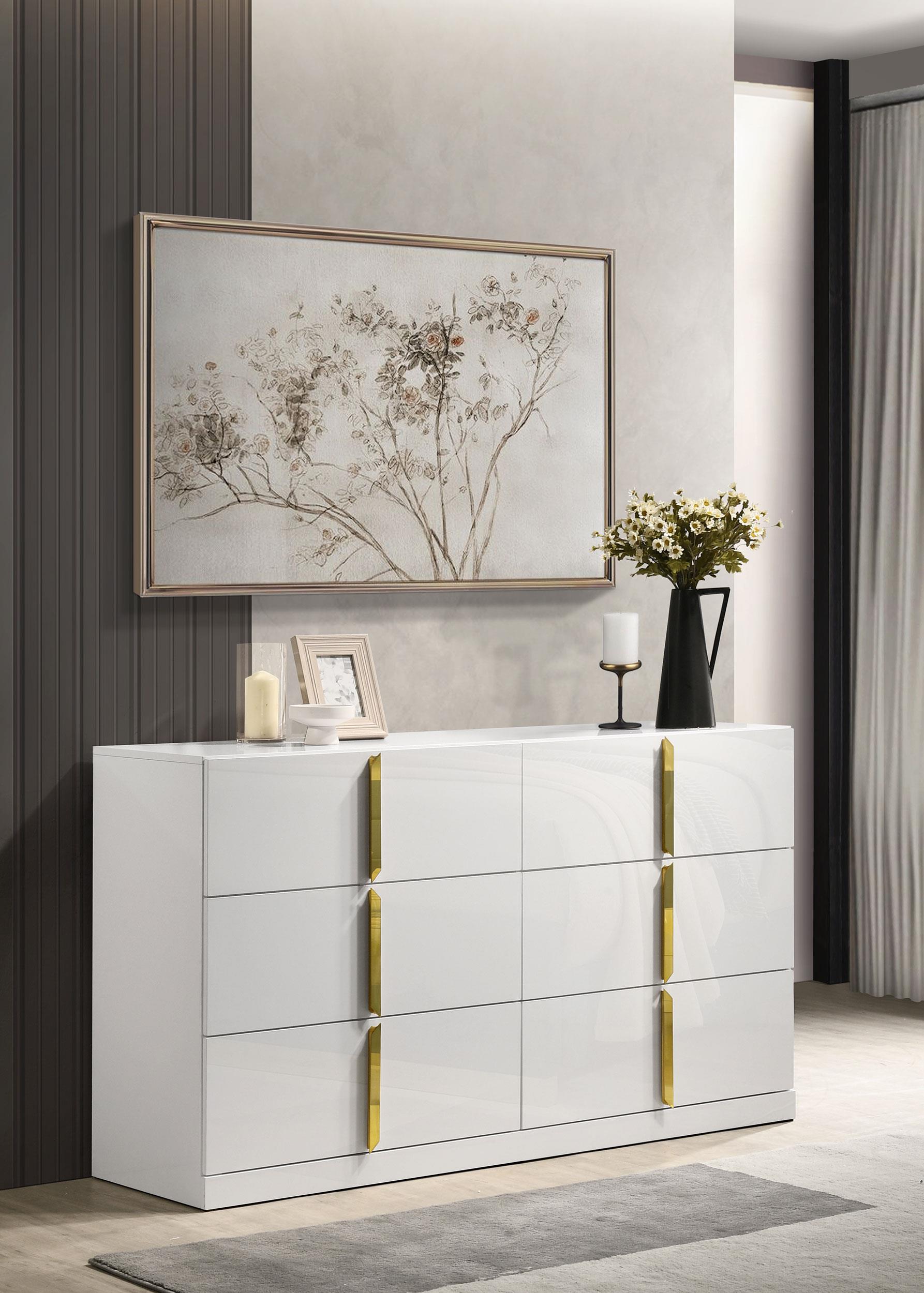 Coaster Ines Contemporary White High Gloss Dresser Model 223093