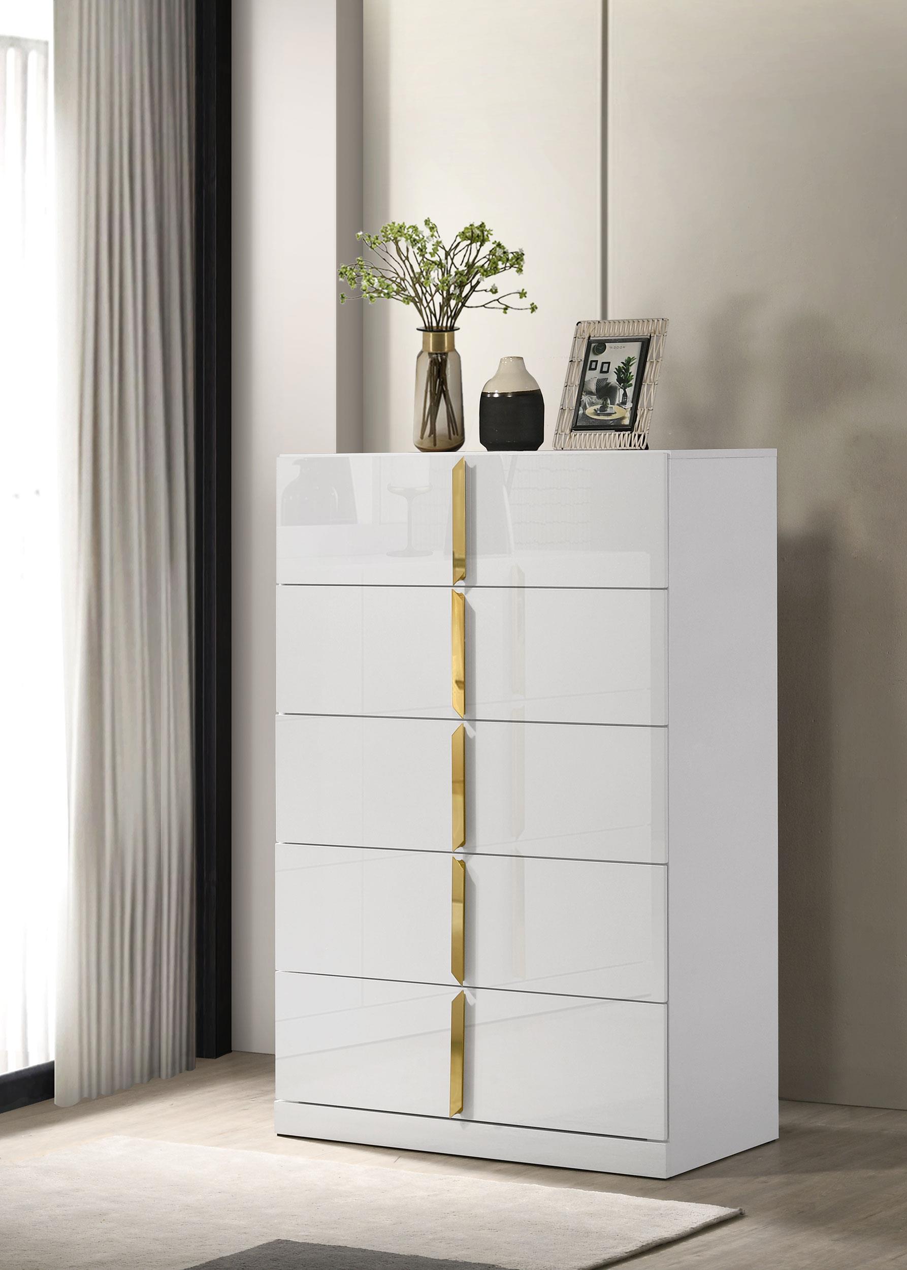 Coaster Ines Contemporary White High Gloss Chest Model 223095