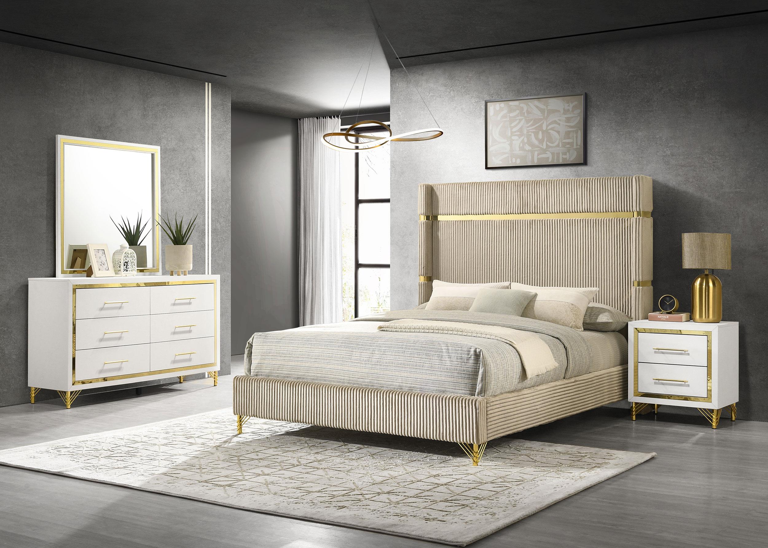 Coaster Lucia Modern Classics White Eastern King Bed Model 224731Ke-S4
