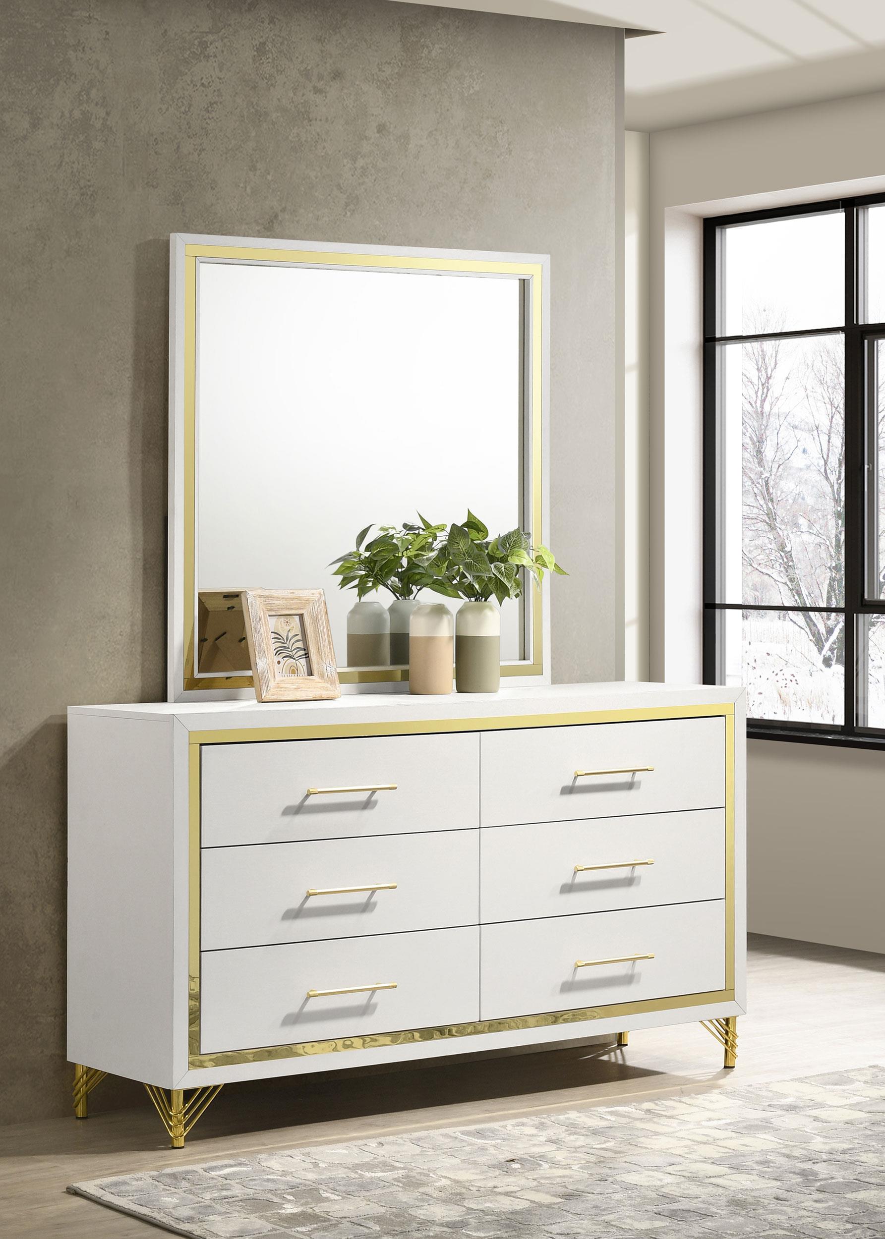 Coaster Lucia Modern Classics White Dresser With Mirror Model 224733M