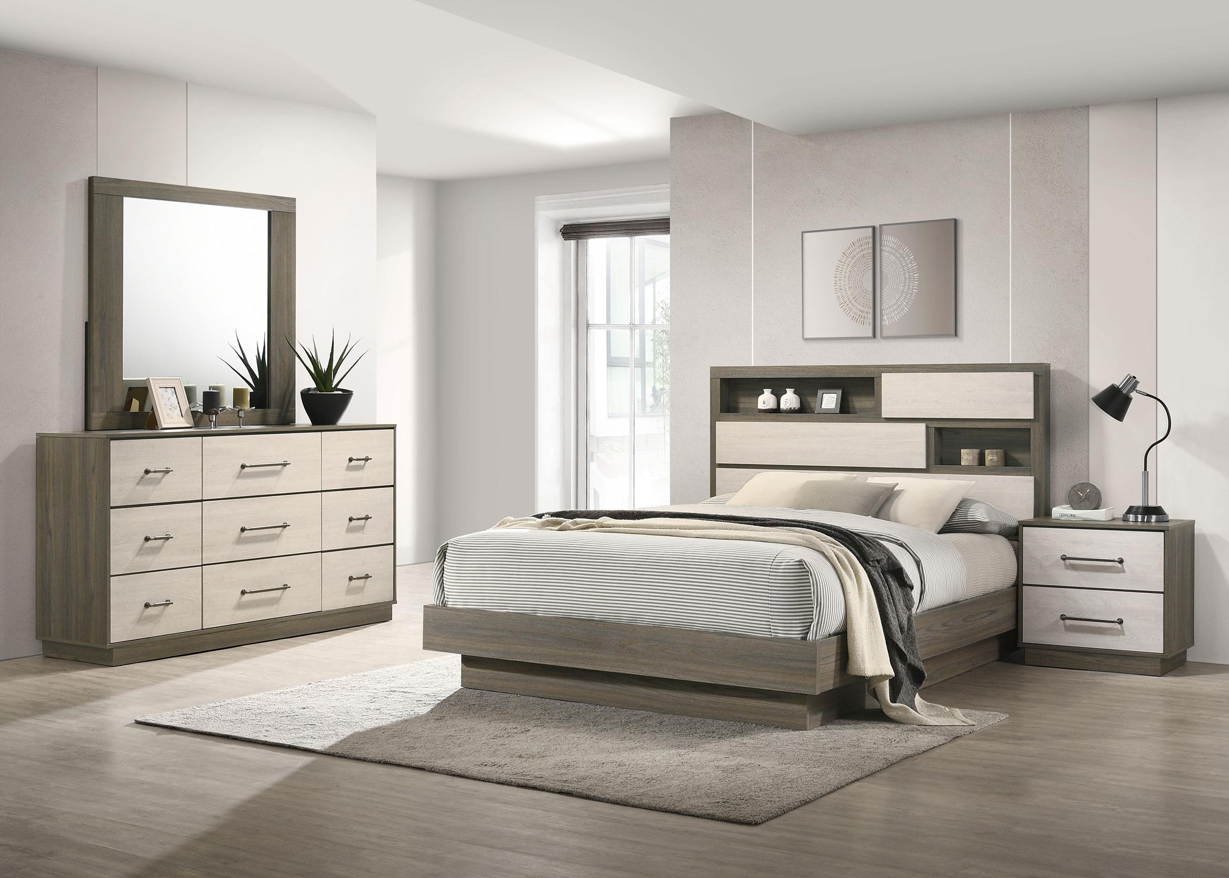 Coaster Fenwick Contemporary Grey Oak Eastern King Bed Model 224981Ke-S4