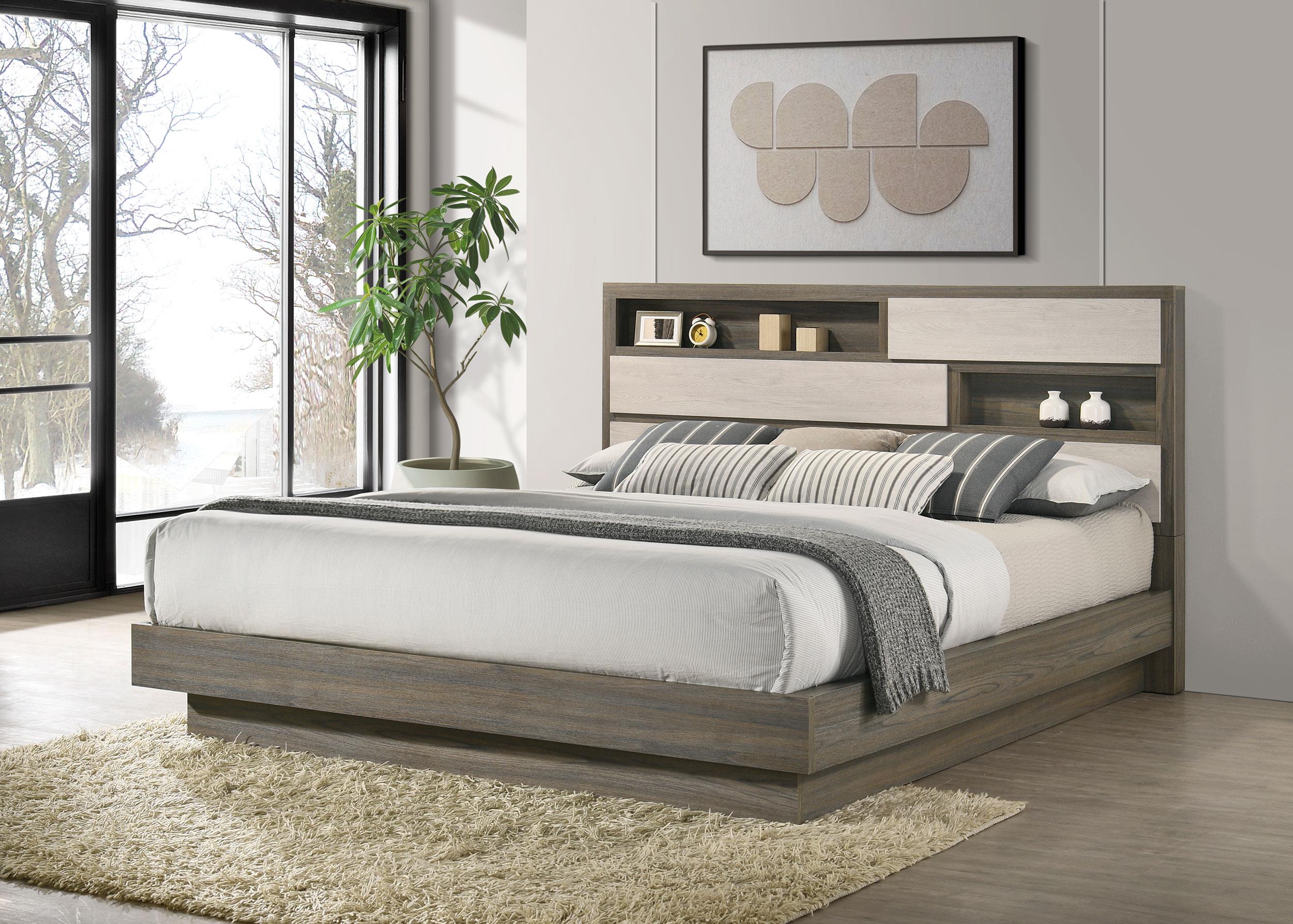 Coaster Fenwick Contemporary Grey Oak California King Bed Model 224981Kw