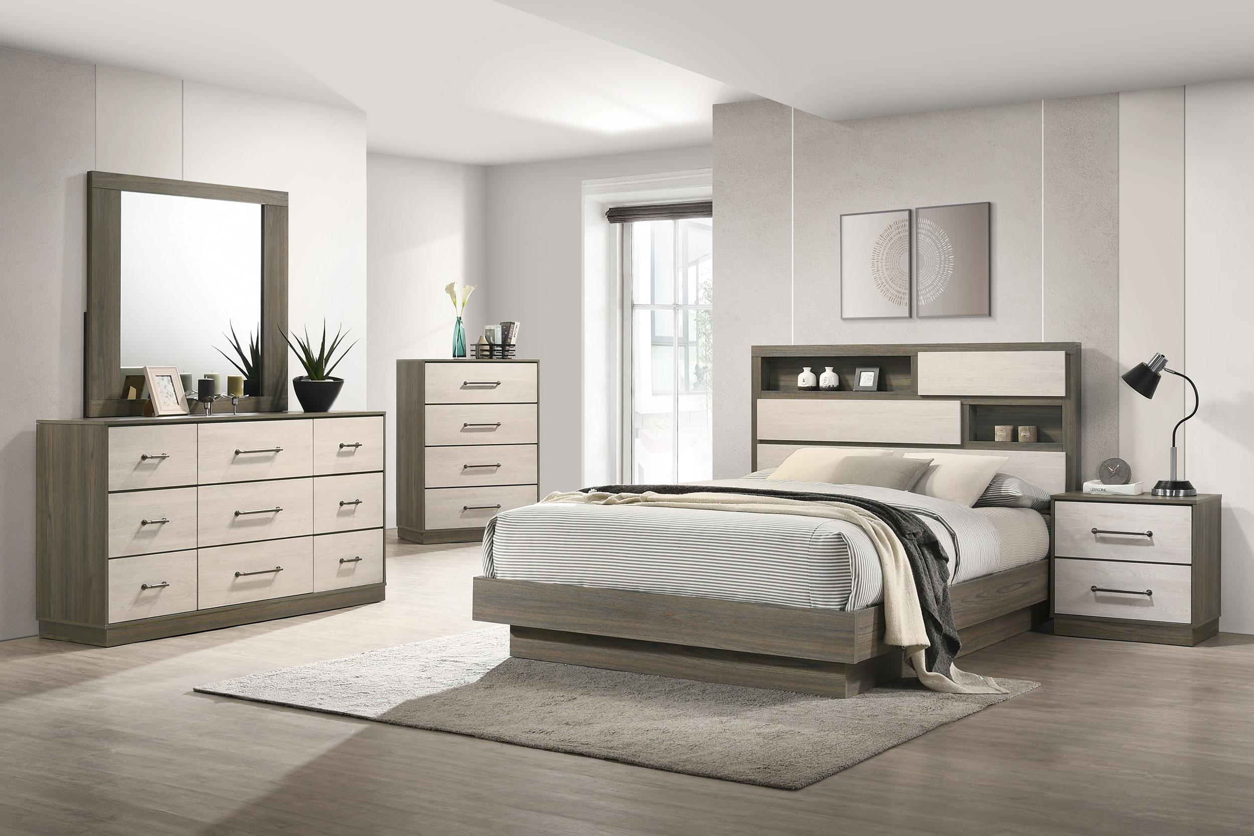 Coaster Fenwick Contemporary Grey Oak Queen Bed Model 224981Q-S5