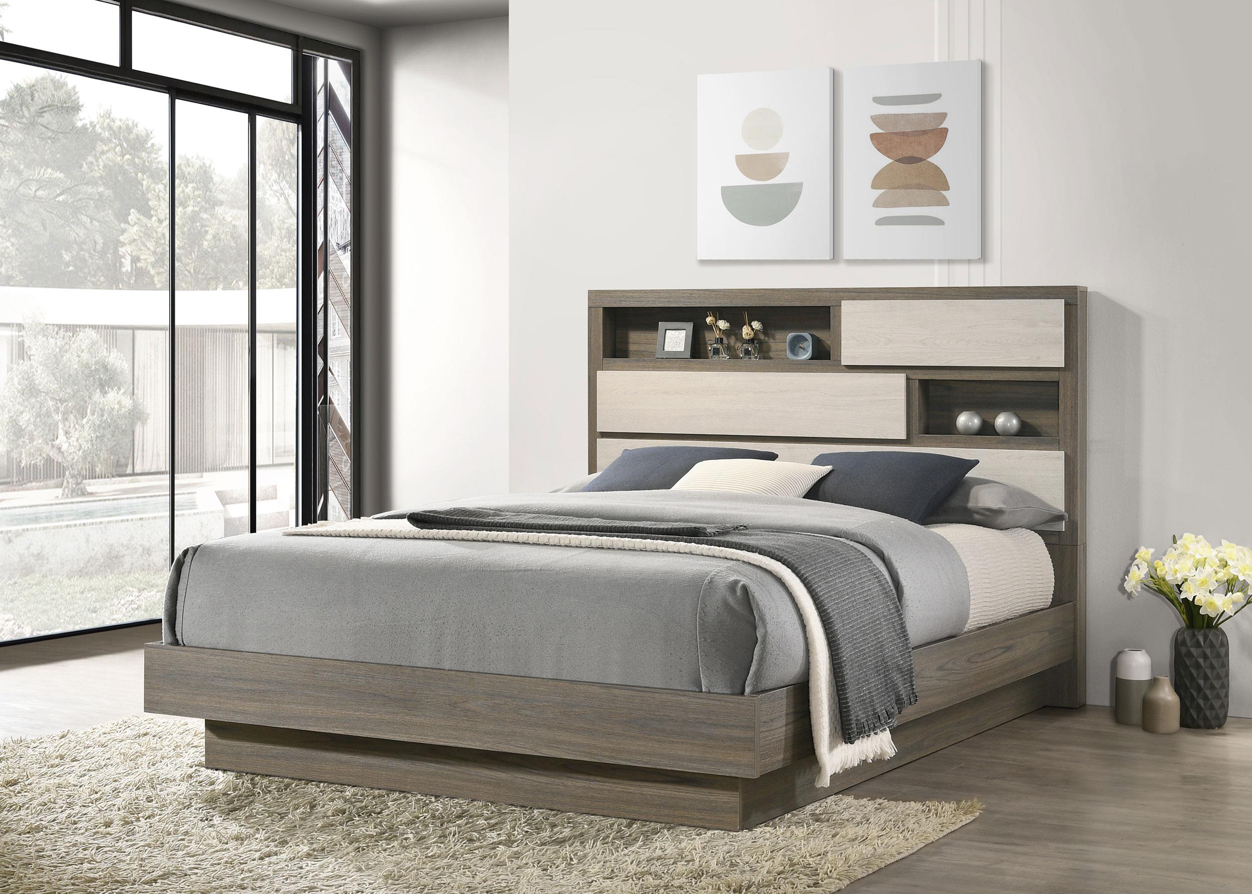 Coaster Fenwick Contemporary Grey Oak Queen Bed Model 224981Q