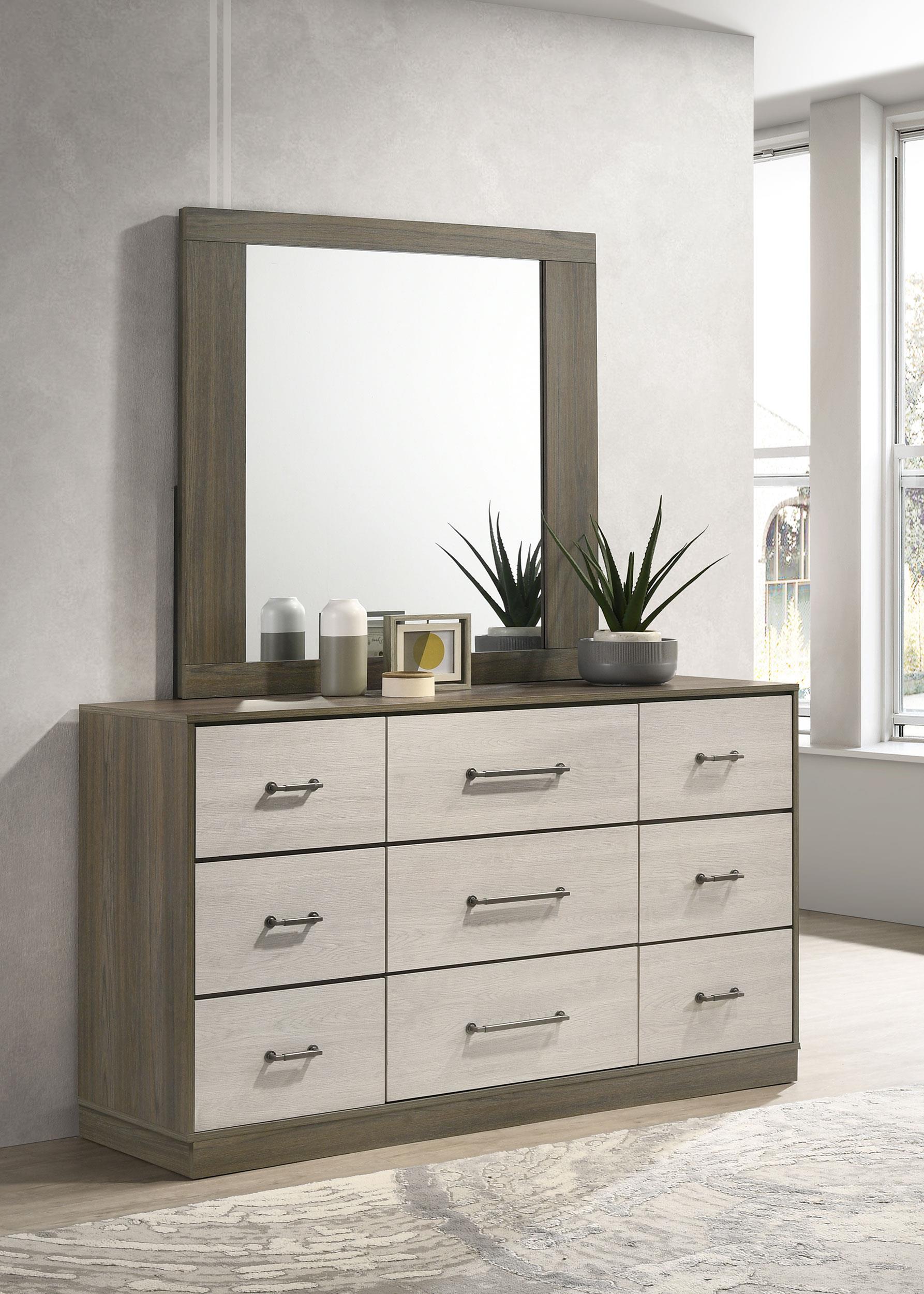 Coaster Fenwick Contemporary Grey Oak Dresser With Mirror Model 224983M