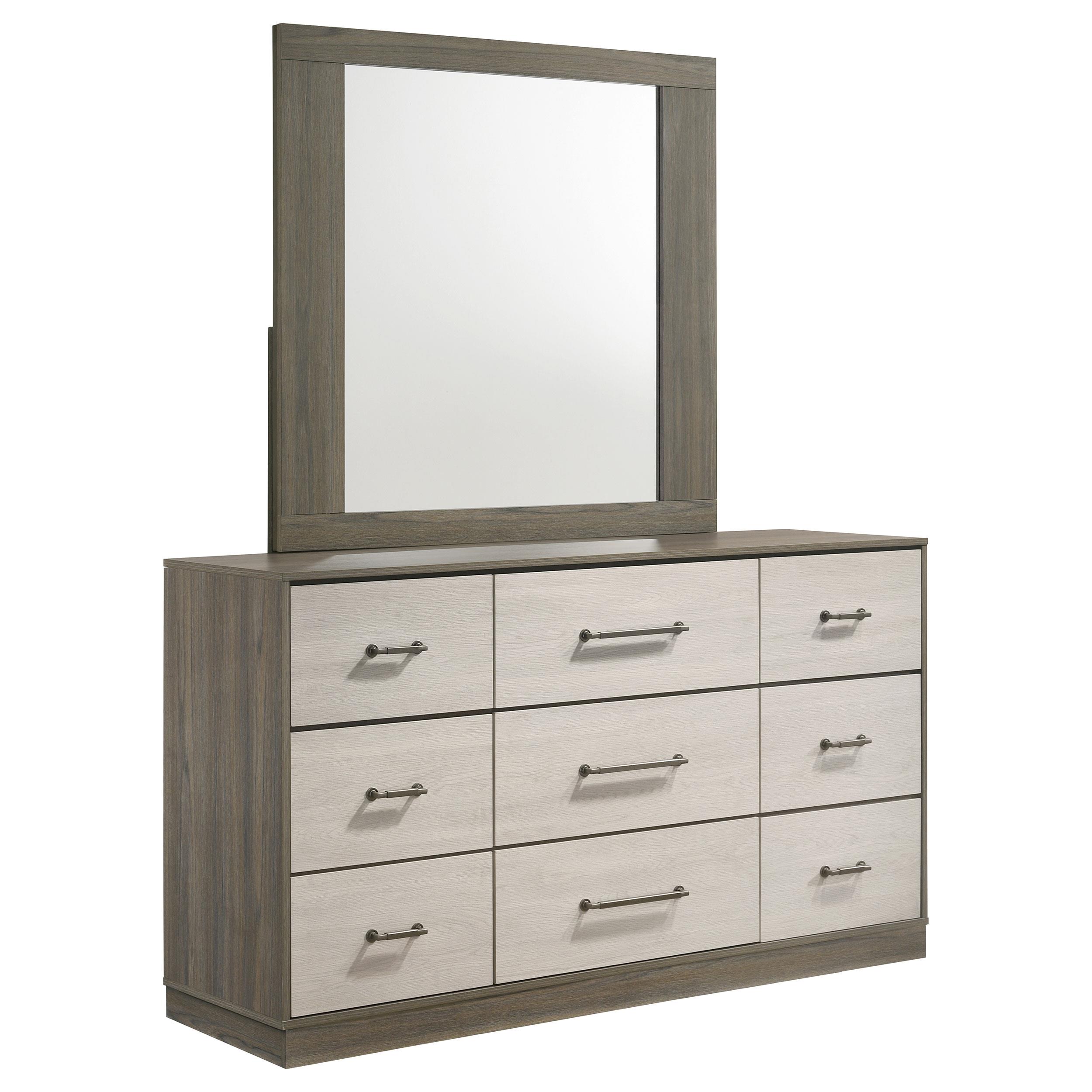 Coaster Fenwick Contemporary Grey Oak Dresser With Mirror Model 224983M