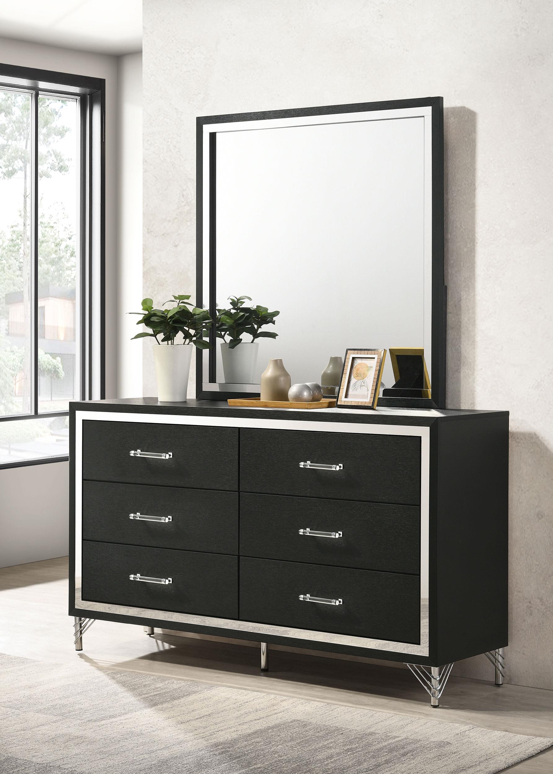 Coaster Lucia Modern Classics Black Dresser With Mirror Model 224993M