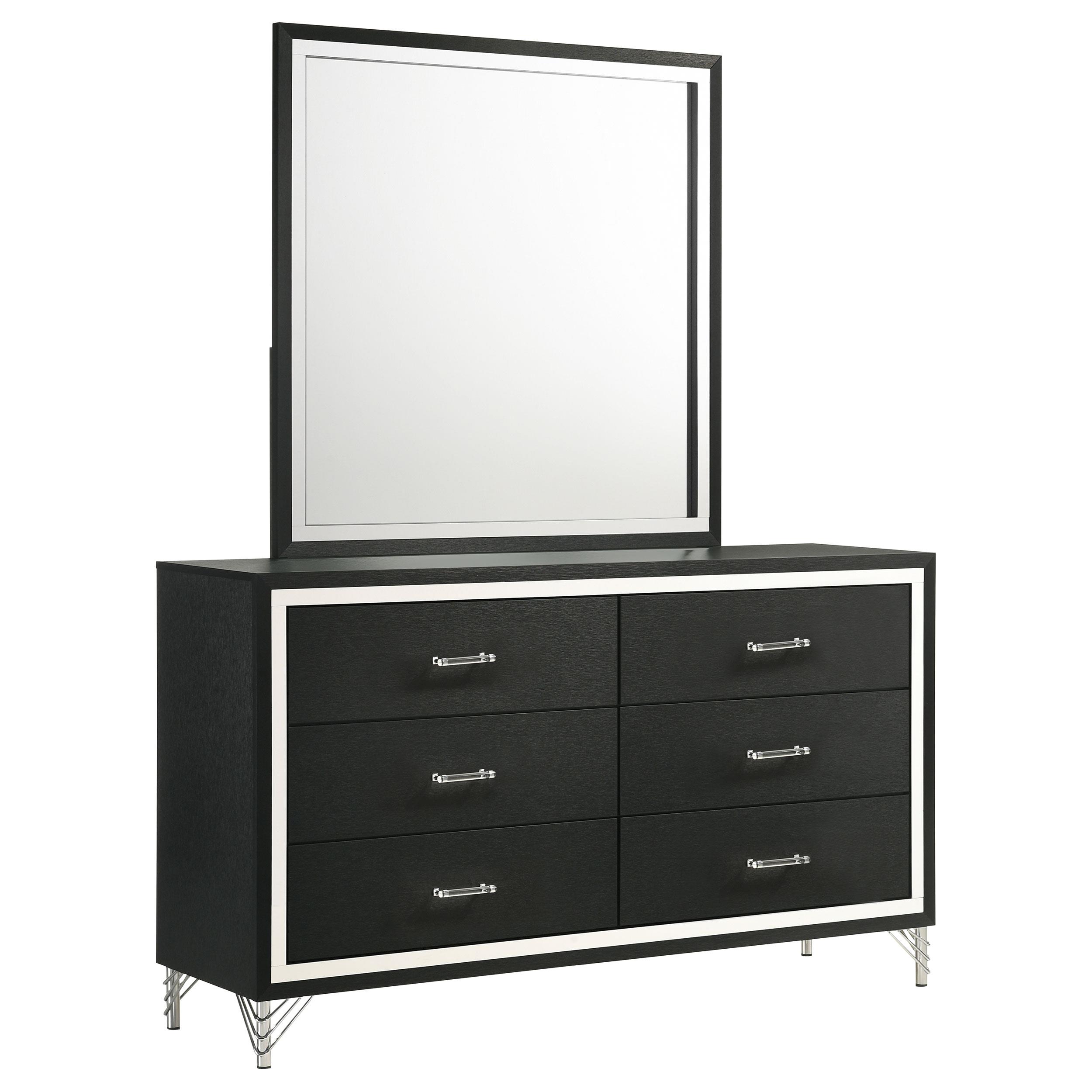 Coaster Lucia Modern Classics Black Dresser With Mirror Model 224993M