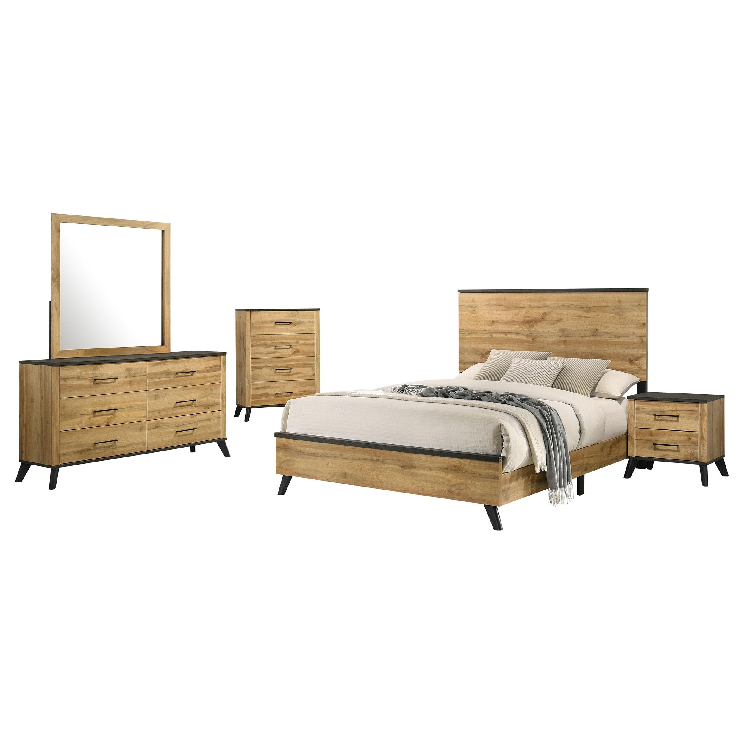 Coaster Kaywood Mid-Century Modern Weathered Brown Eastern King Bed Model 225001Ke-S5