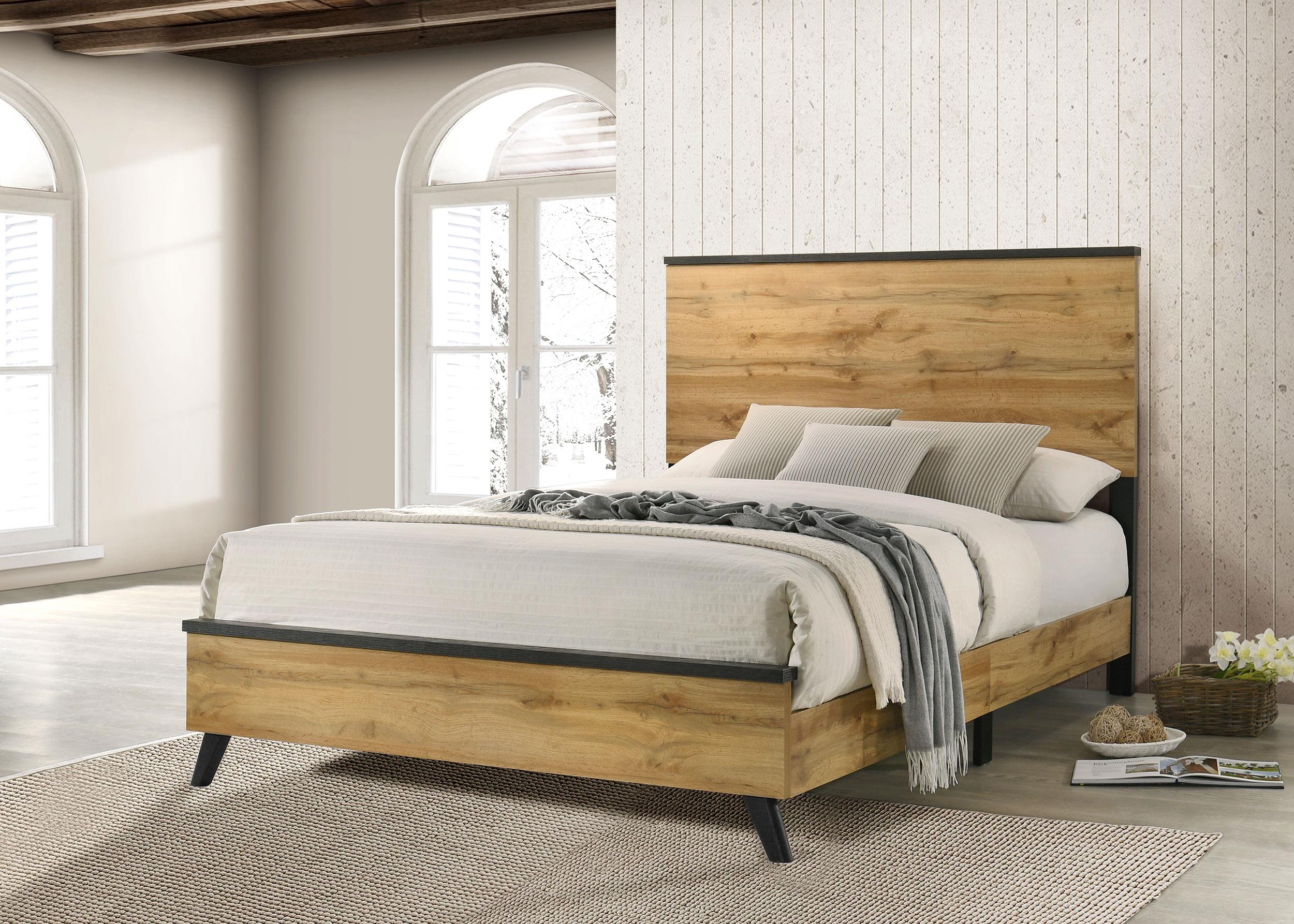 Coaster Kaywood Mid-Century Modern Weathered Brown Eastern King Bed Model 225001Ke