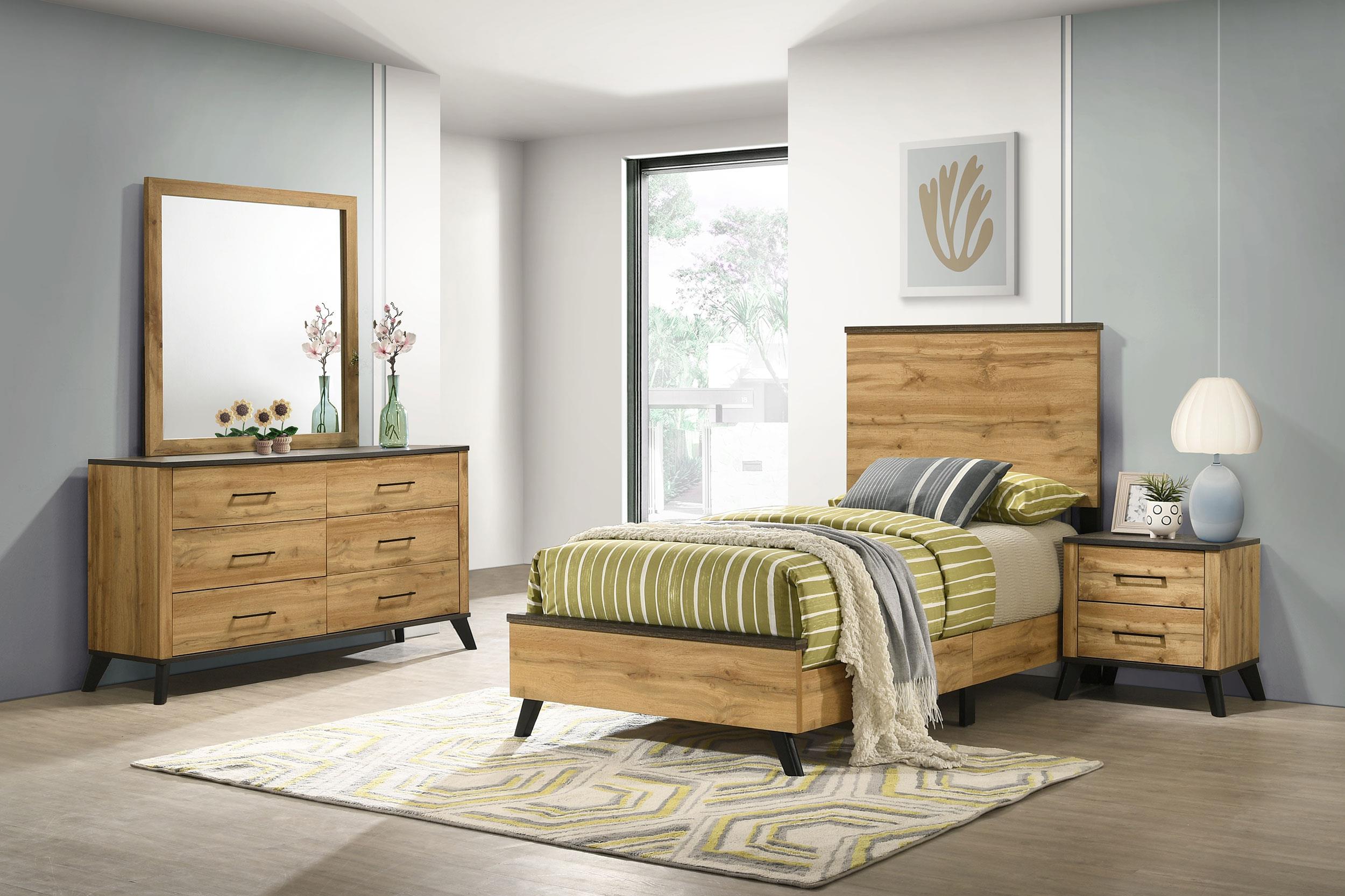 Coaster Kaywood Mid-Century Modern Weathered Brown Twin Bed Model 225001T-S4