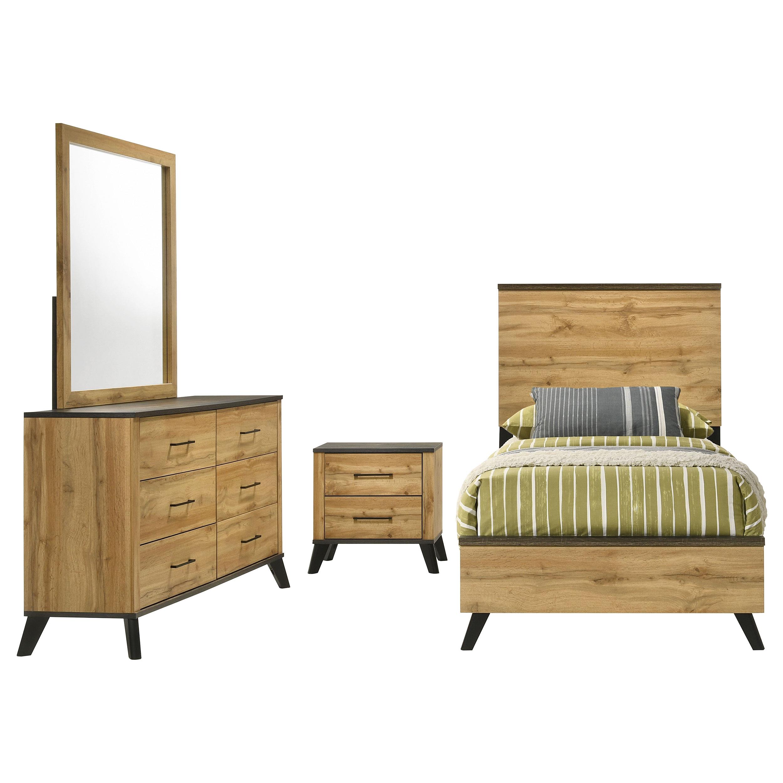 Coaster Kaywood Mid-Century Modern Weathered Brown Twin Bed Model 225001T-S4