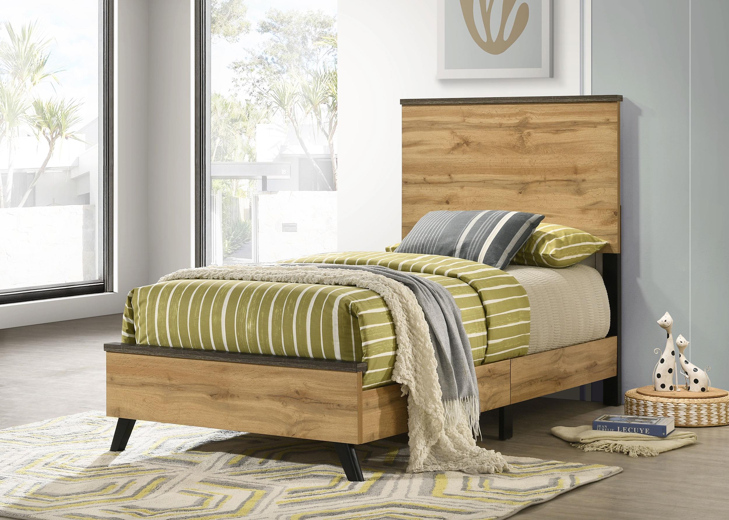 Coaster Kaywood Mid-Century Modern Weathered Brown Twin Bed Model 225001T
