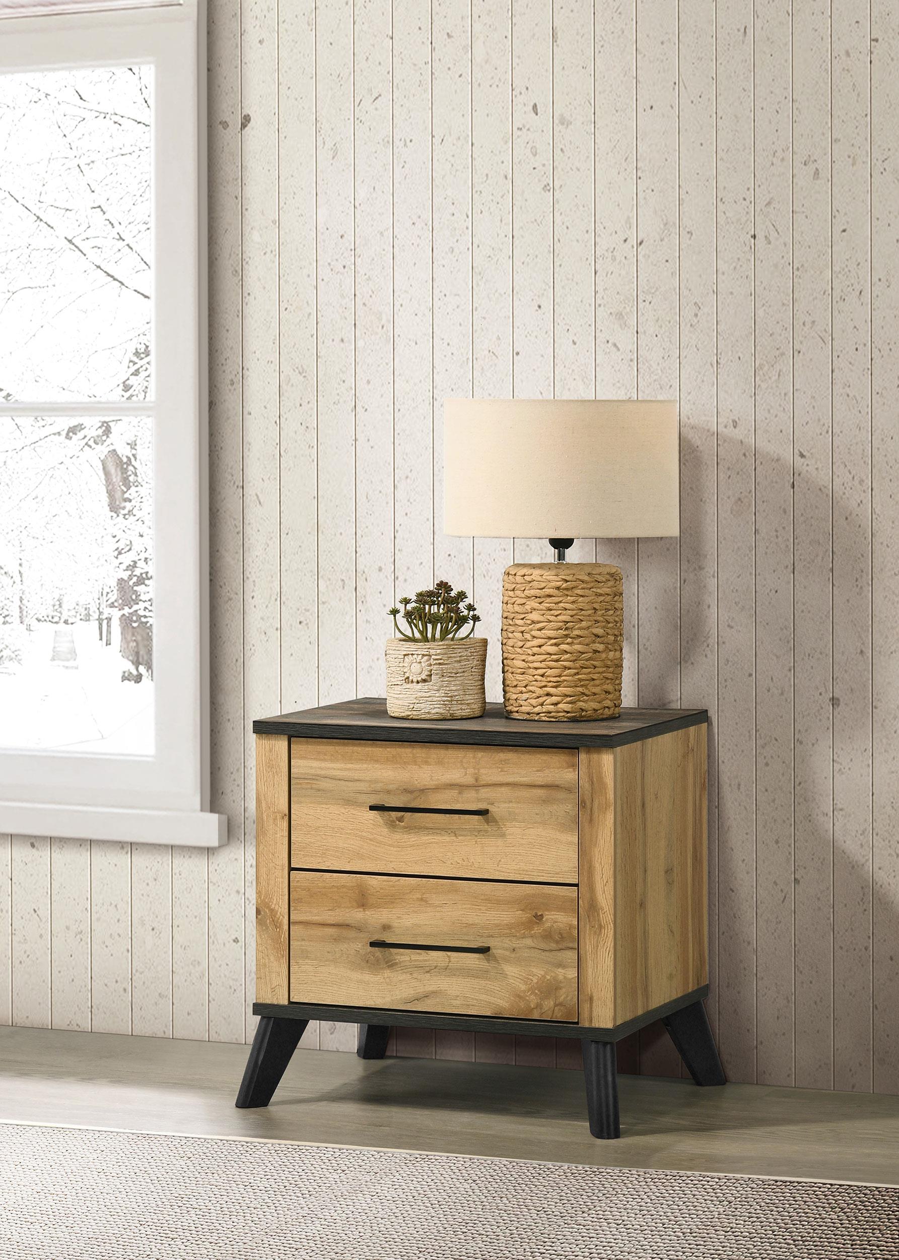Coaster Kaywood Mid-Century Modern Weathered Brown Nightstand Model 225002