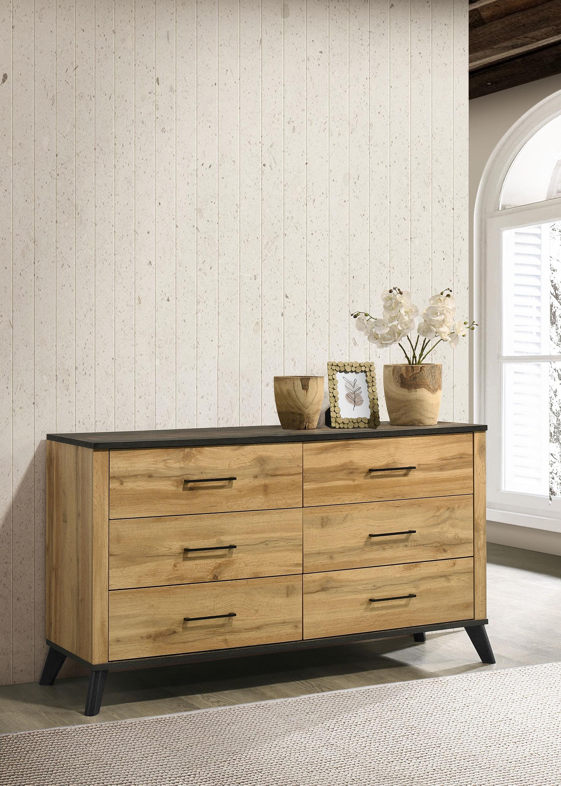 Coaster Kaywood Mid-Century Modern Weathered Brown Dresser Model 225003