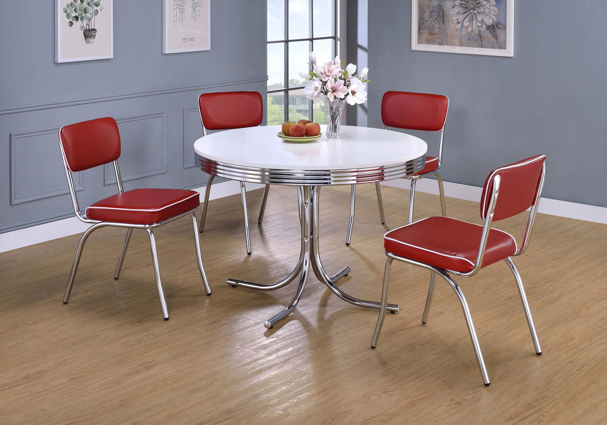 Coaster Retro Contemporary White Dining Table Model 2388-S5R