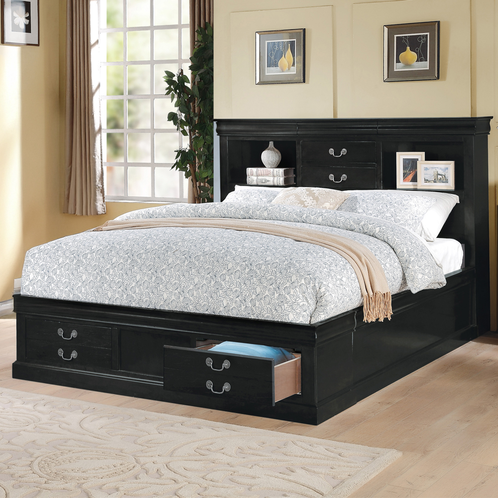 Acme Louis Philippe III Queen Bed with Storage Model 24390Q