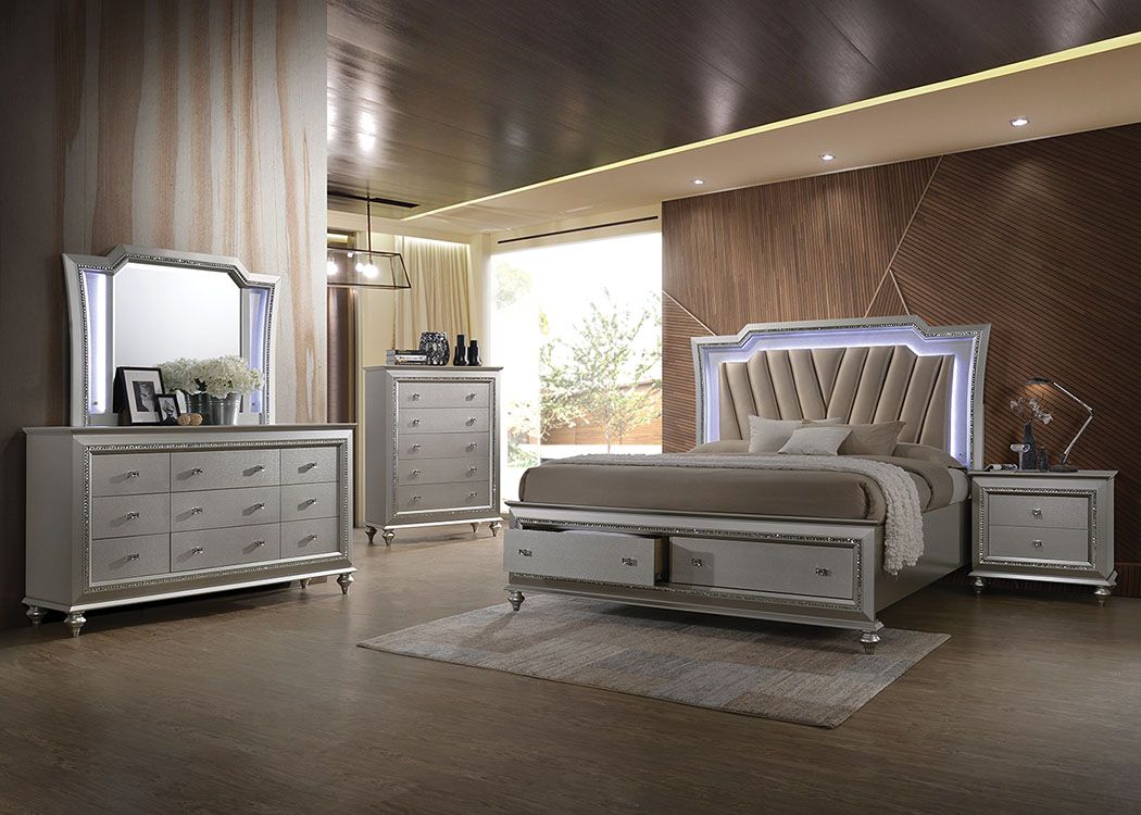 Acme Kaitlyn Queen Bed with Led & Storage Model 27230Q