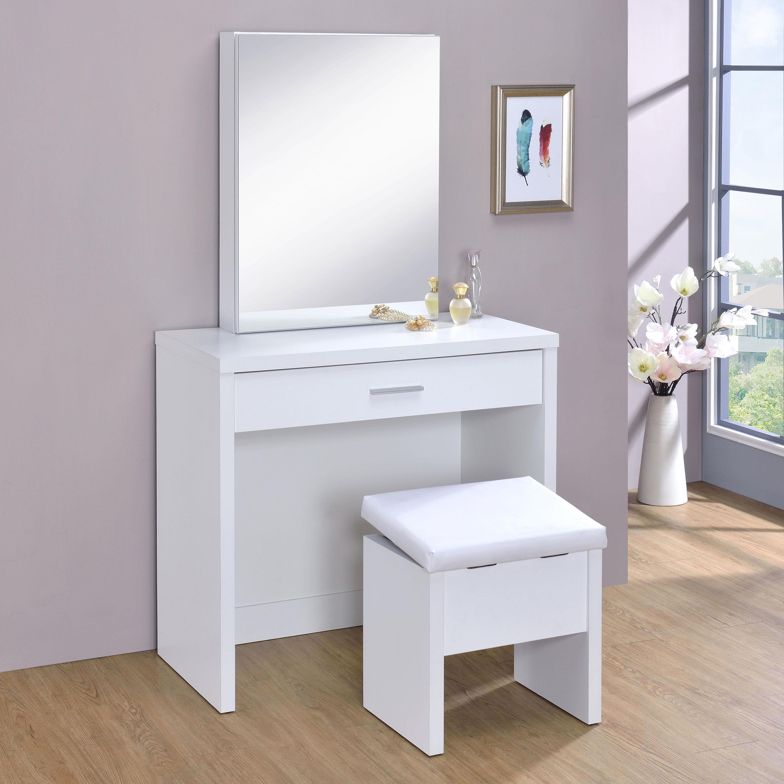Coaster Harvey Contemporary White Vanity & Mirror Model 300290