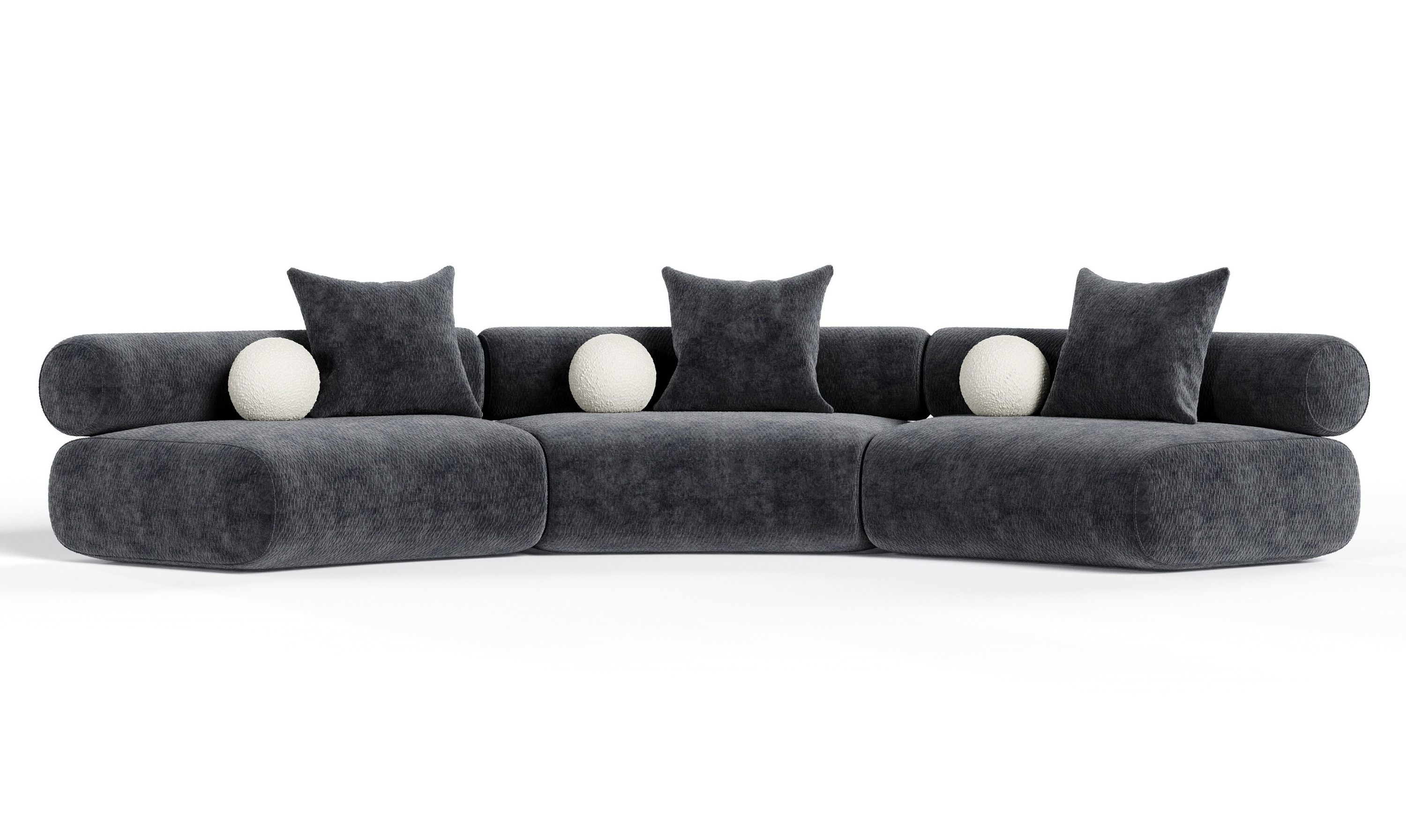 LA Furniture Simpson Contemporary Dark Grey Fabric Curved Modular Sectional Sofa with Throw Pillows-3-Piece Sectional VGOD-ZW-23018-GRY-MOD-3-Piece Sectional Contemporary Style by Vig Furnitrue Number 85558|85558A Catch Home Goods