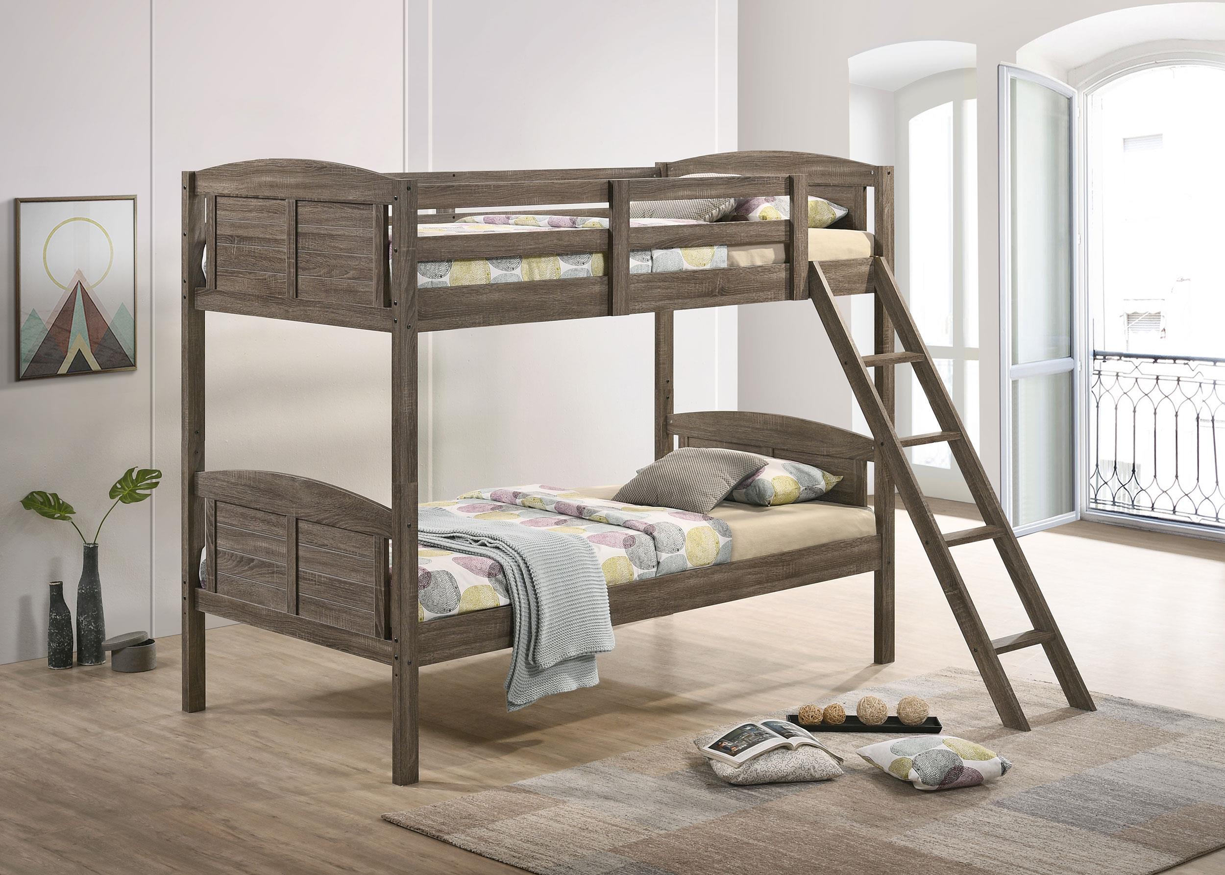 Coaster Flynn Farmhouse Weathered Brown Twin / Twin Bunk Bed Model 400808-Sm