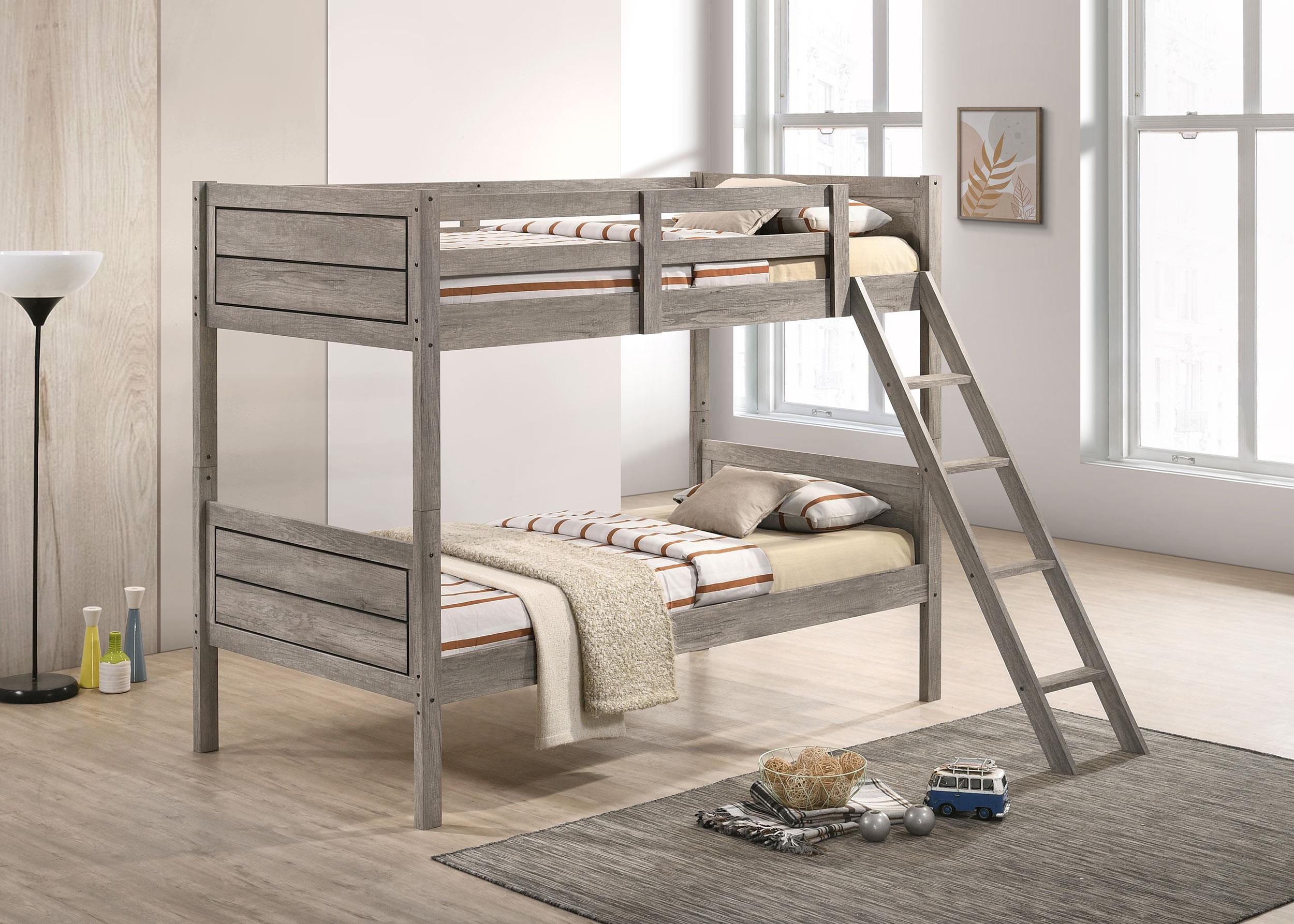 Coaster Ryder Farmhouse Weathered Taupe Twin / Twin Bunk Bed Model 400818-Sm