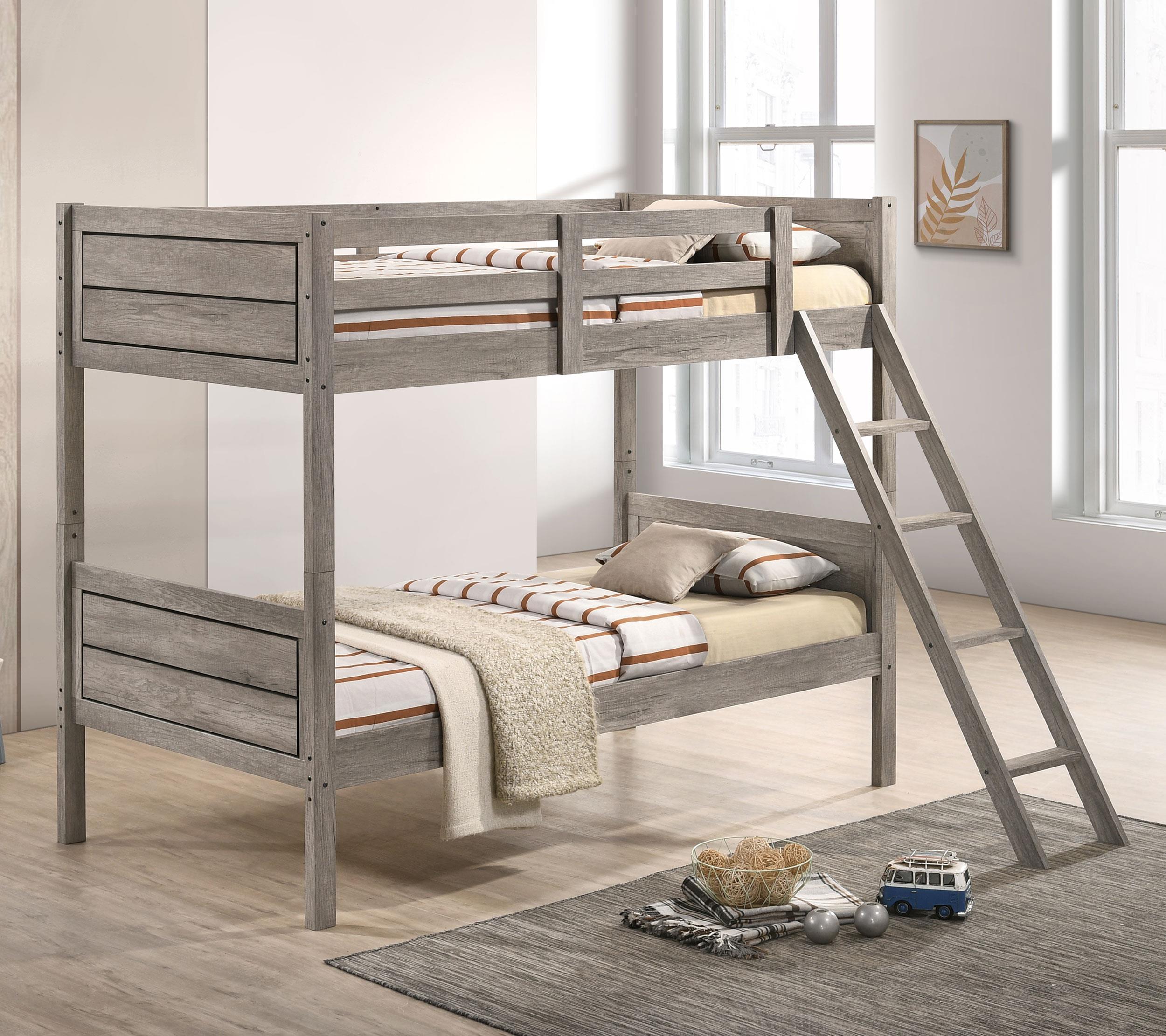 Coaster Ryder Farmhouse Weathered Taupe Twin / Twin Bunk Bed Model 400818