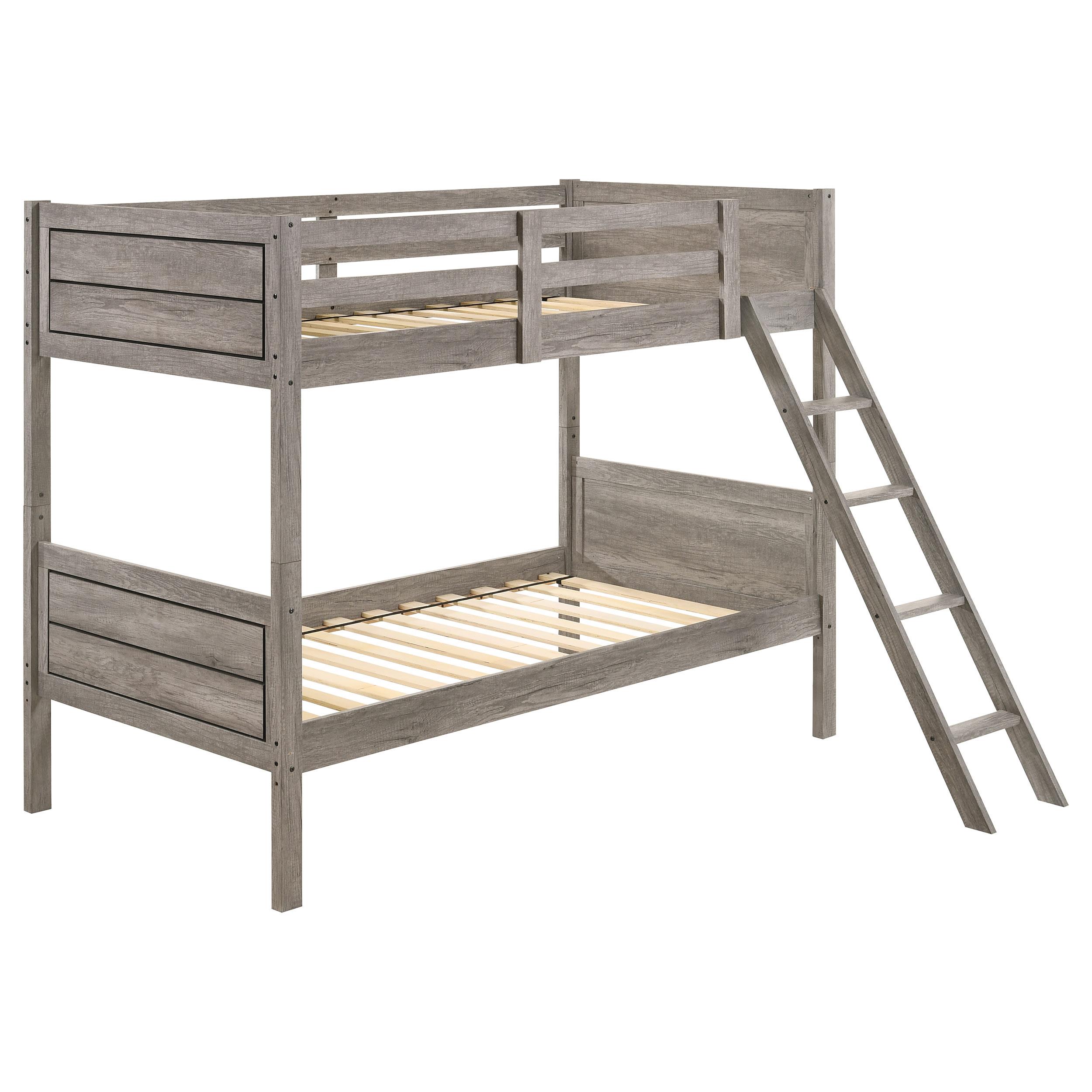 Coaster Ryder Farmhouse Weathered Taupe Twin / Twin Bunk Bed Model 400818
