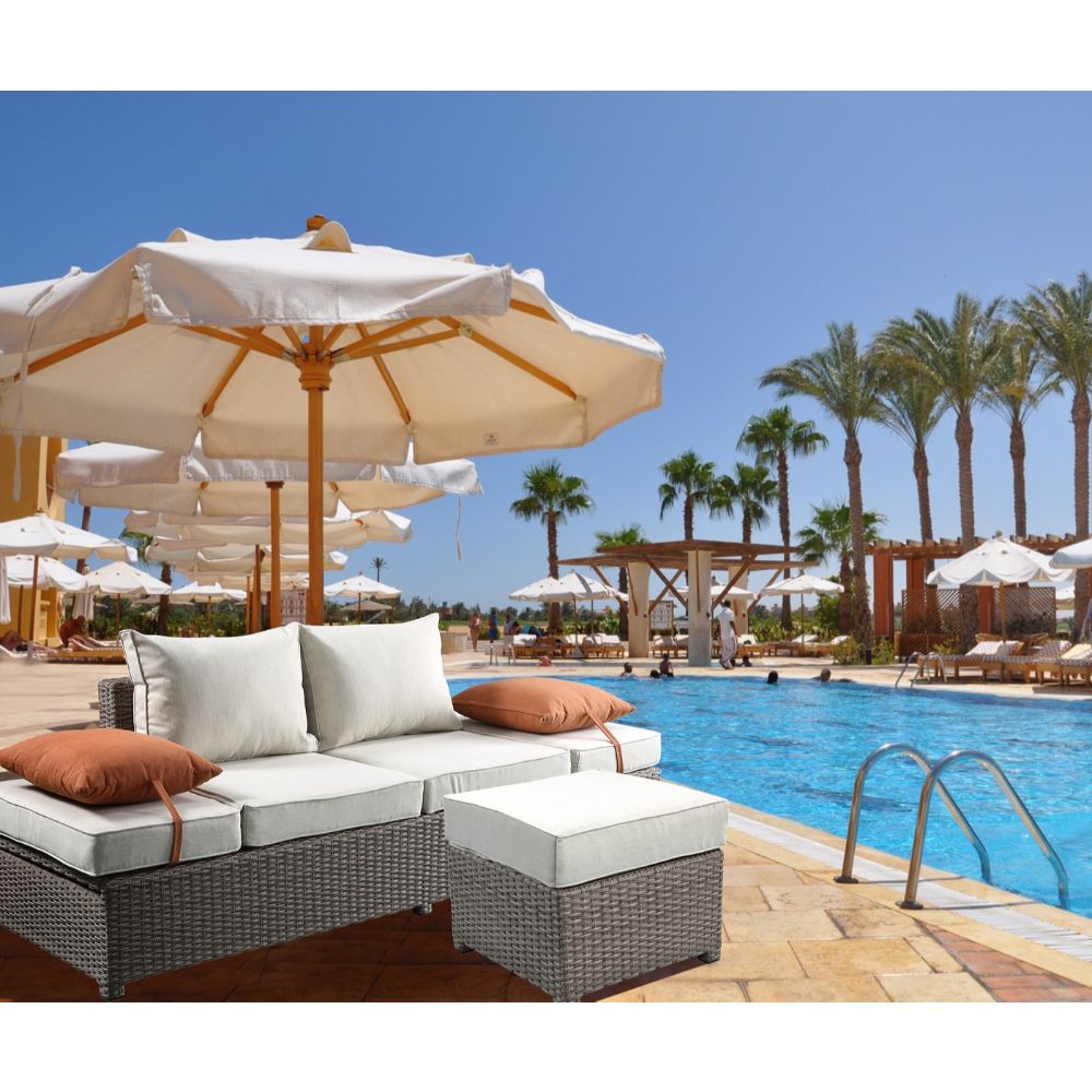 Acme Salena Patio Sofa with 2 Pillows & Ottoman Model 45015
