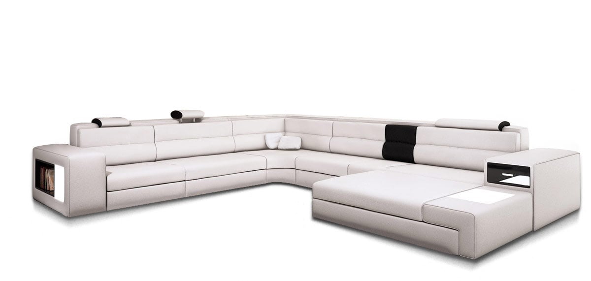 LA Furniture Bonded Leather Polaris Sectional Sofa in White VGEV5022-WHT-BL Contemporary Style by Vig Furnitrue Number 16086B|16086C Catch Home Goods
