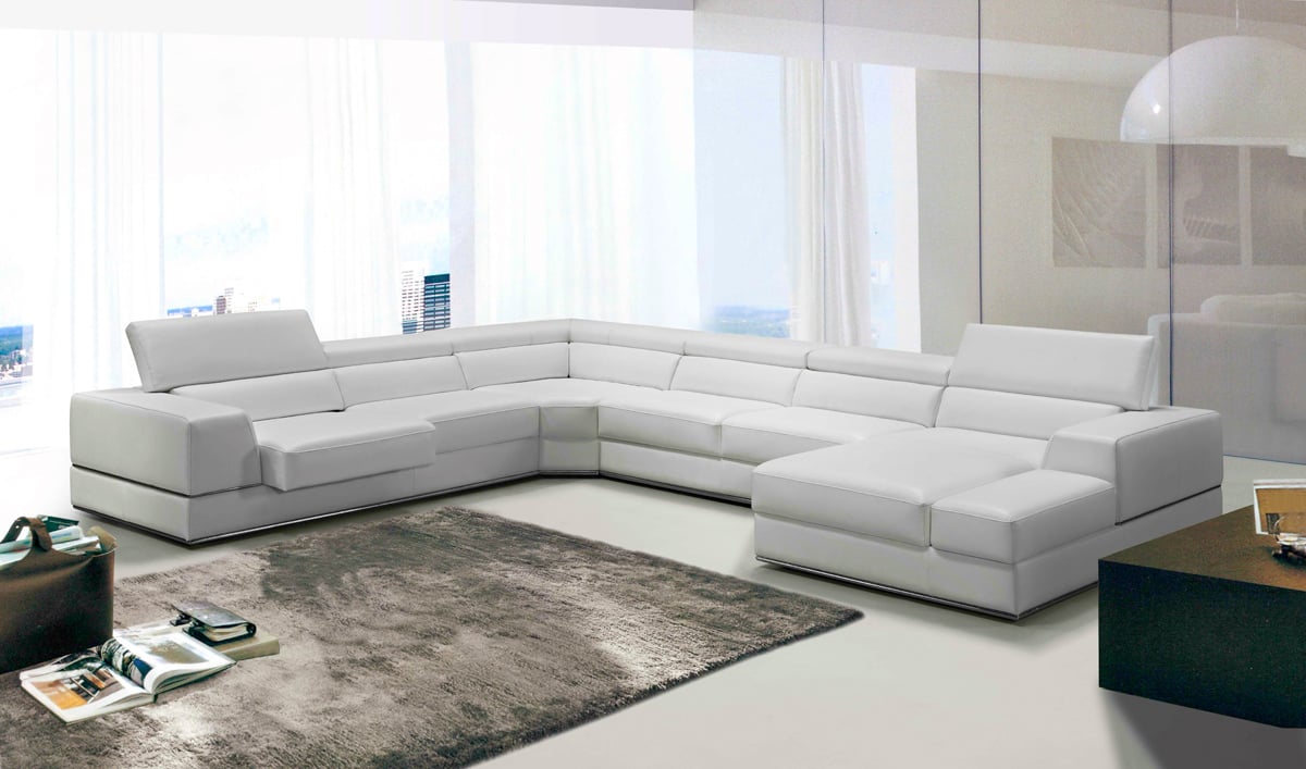 LA Furniture Pella Modern White Bonded Leather Sectional Sofa VGCA5106-WHT-BL Contemporary Style by Vig Furnitrue Number 72816 Catch Home Goods