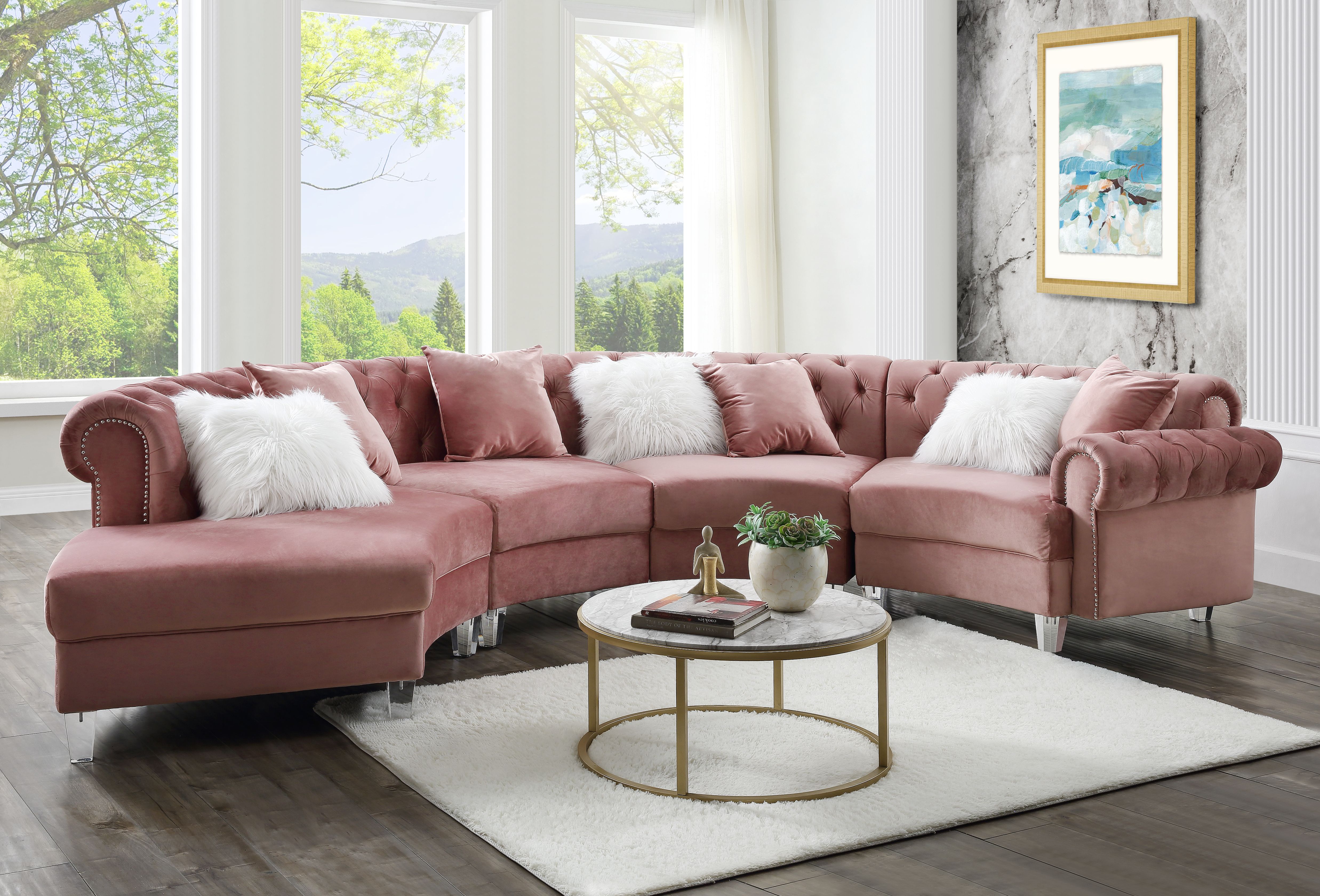 Acme Ninagold Sectional Sofa with 7 Pillows Model 57360