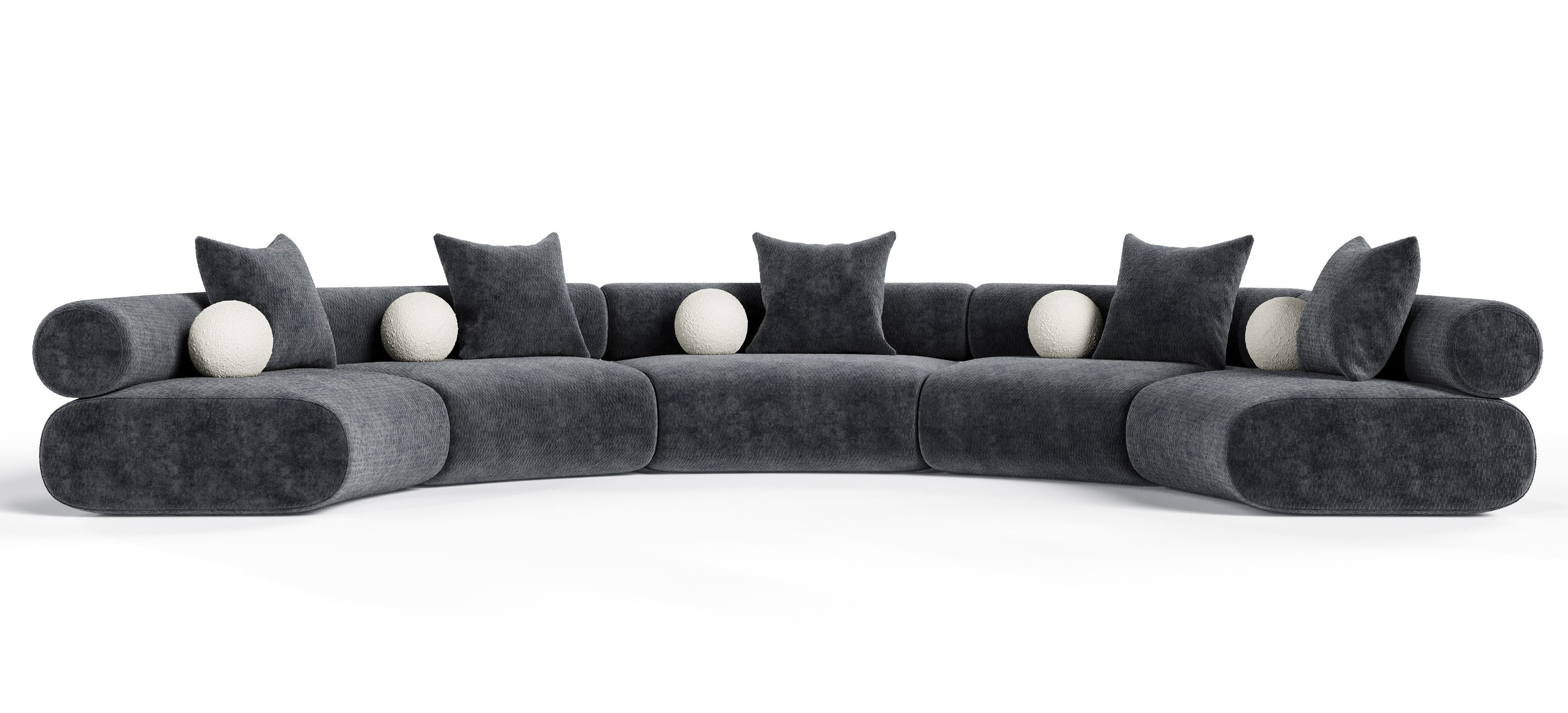 LA Furniture Simpson Contemporary Dark Grey Fabric Curved Modular Sectional Sofa with Throw Pillows-5-Piece Sectional VGOD-ZW-23018-GRY-MOD-5-Piece Sectional Contemporary Style by Vig Furnitrue Number 81036|81036A Catch Home Goods