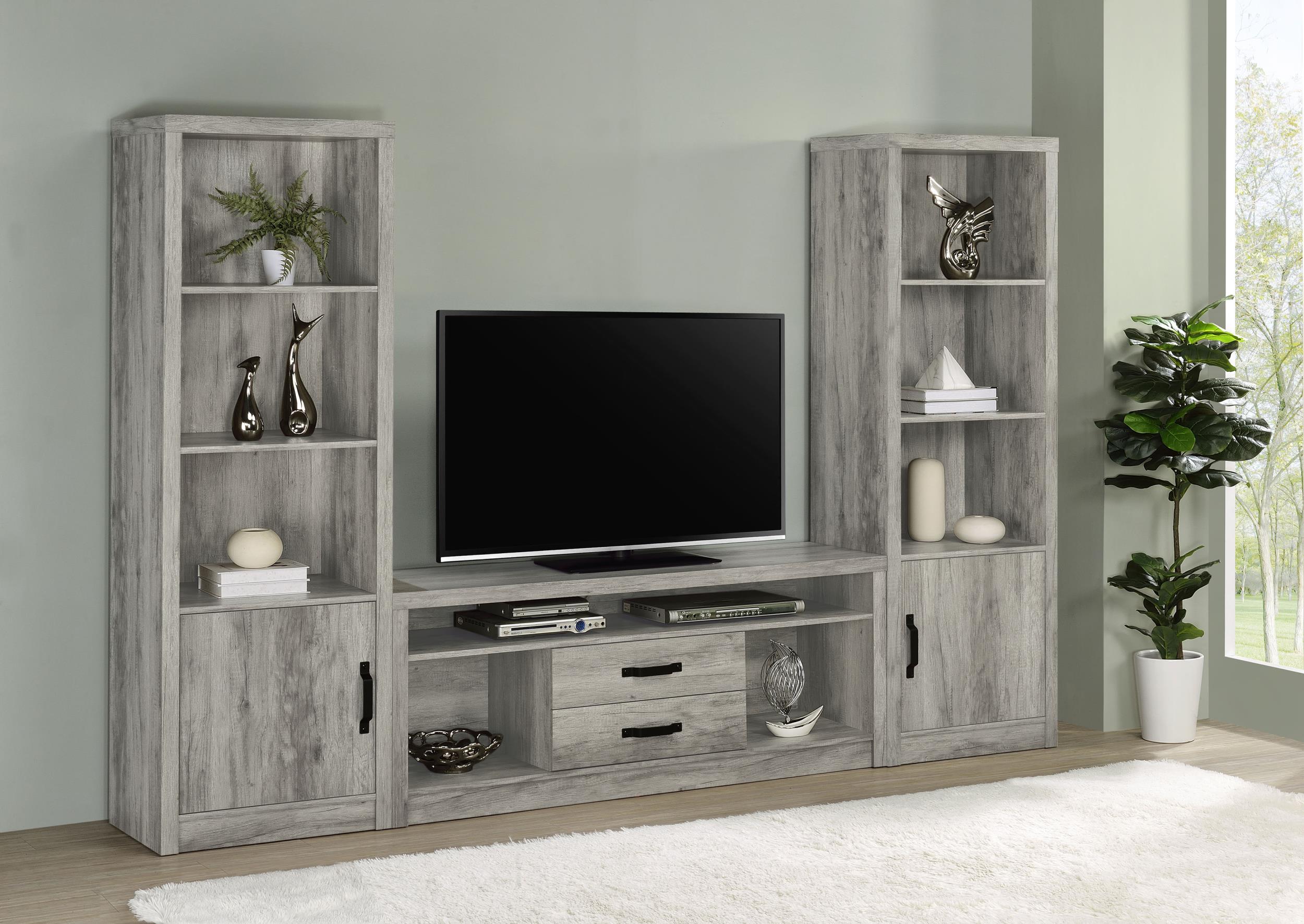 Coaster Burke Transitional Grey Driftwood Entertainment Center - Overall Model 701024-Set