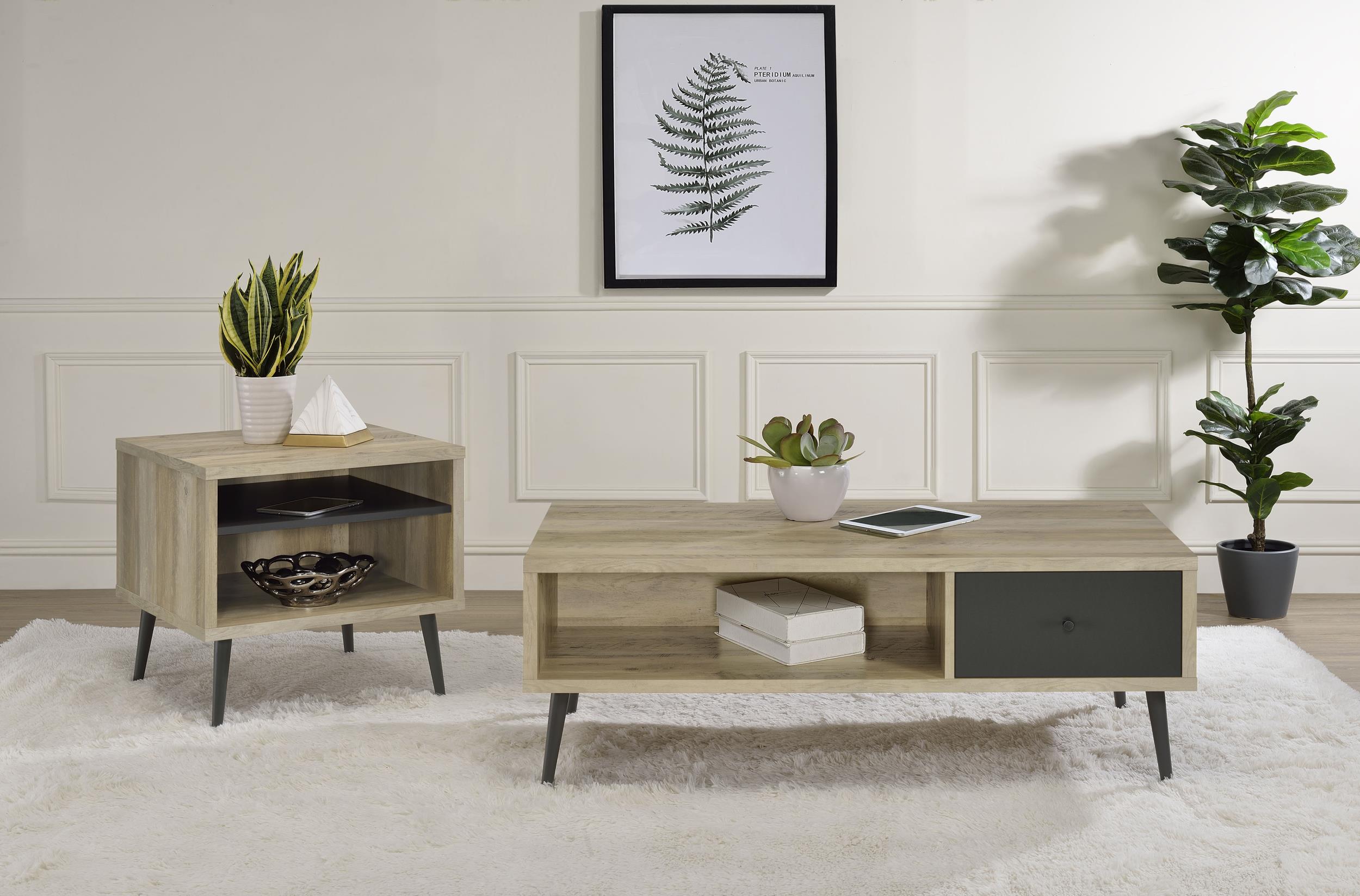 Coaster Welsh Mid-Century Modern Distressed Pine Coffee Table Model 701038-S2