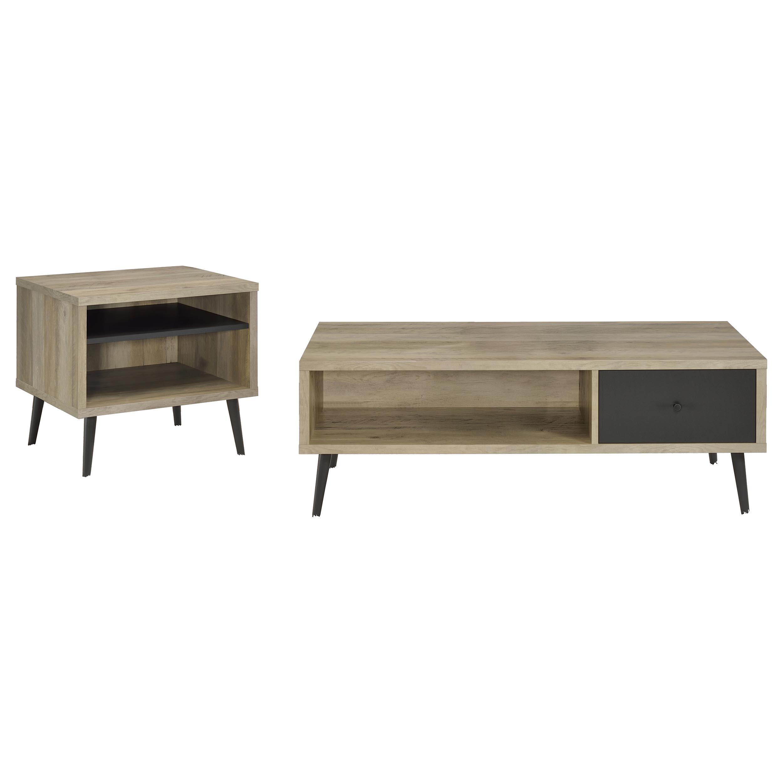 Coaster Welsh Mid-Century Modern Distressed Pine Coffee Table Model 701038-S2