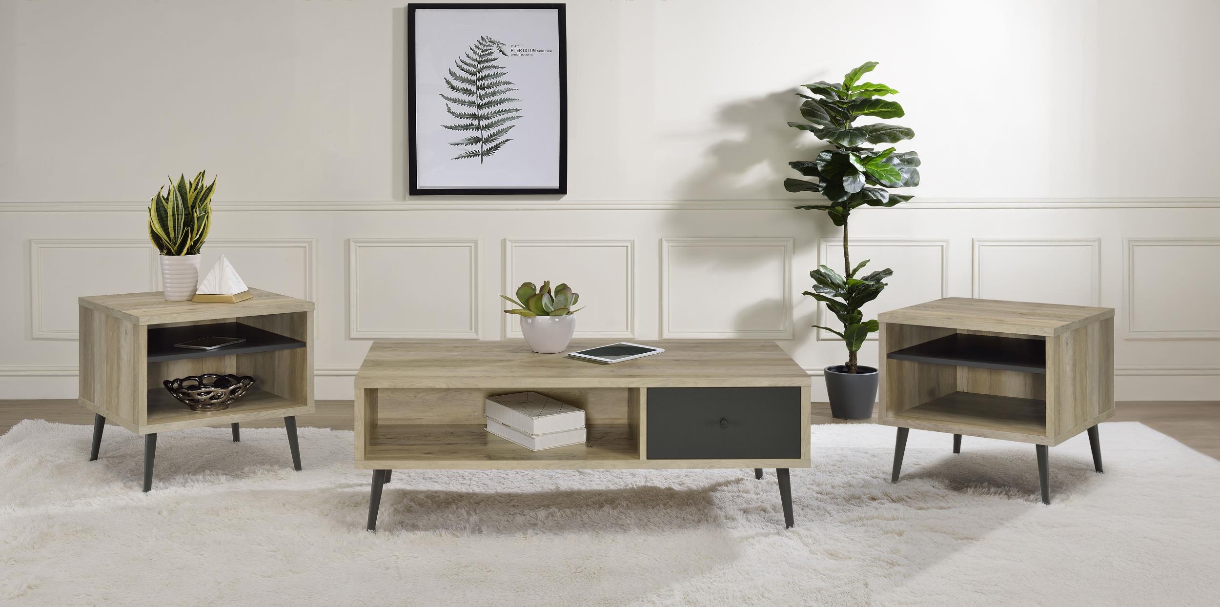 Coaster Welsh Mid-Century Modern Distressed Pine Coffee Table Model 701038-S3