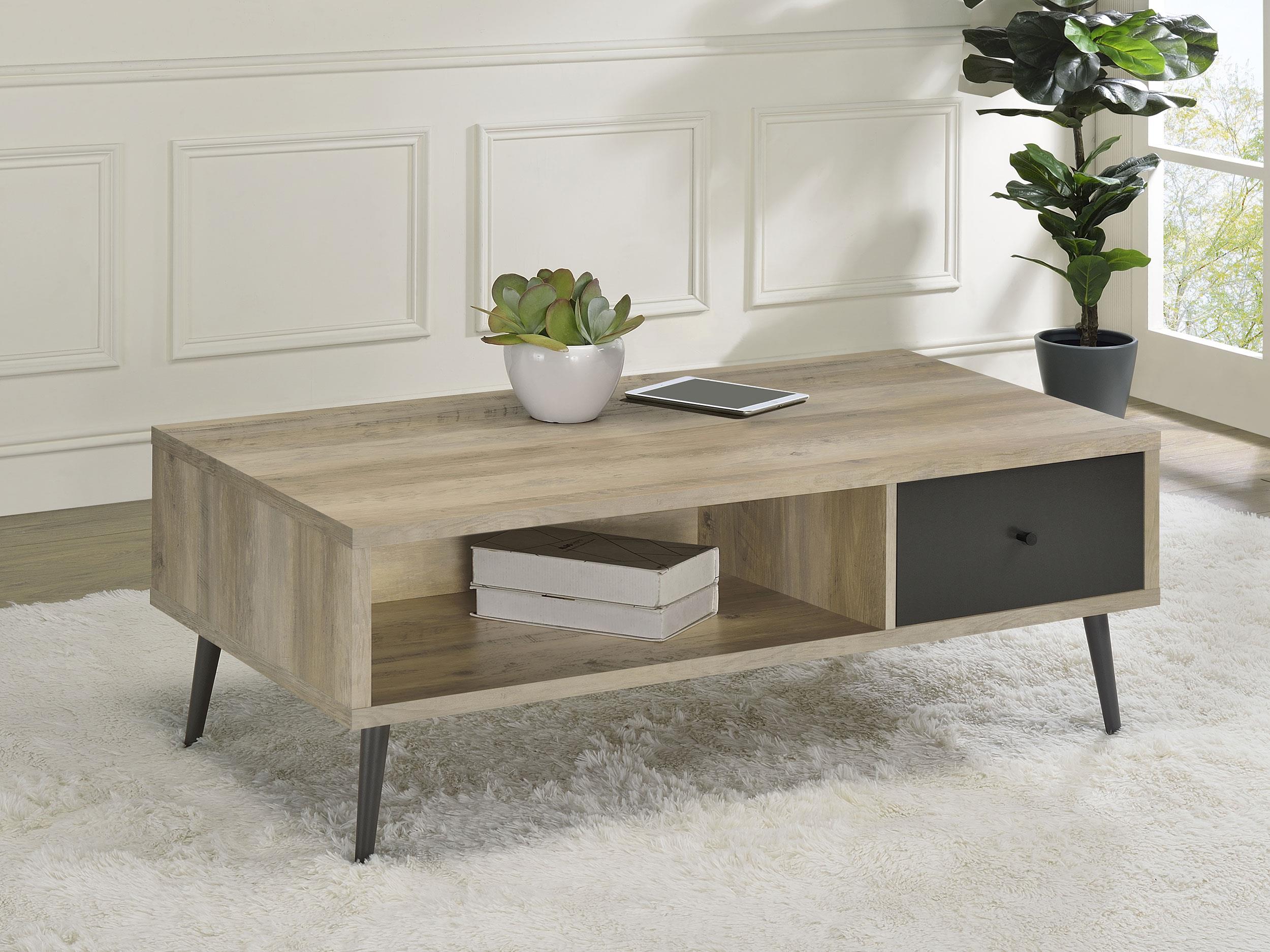 Coaster Welsh Mid-Century Modern Distressed Pine Coffee Table Model 701038