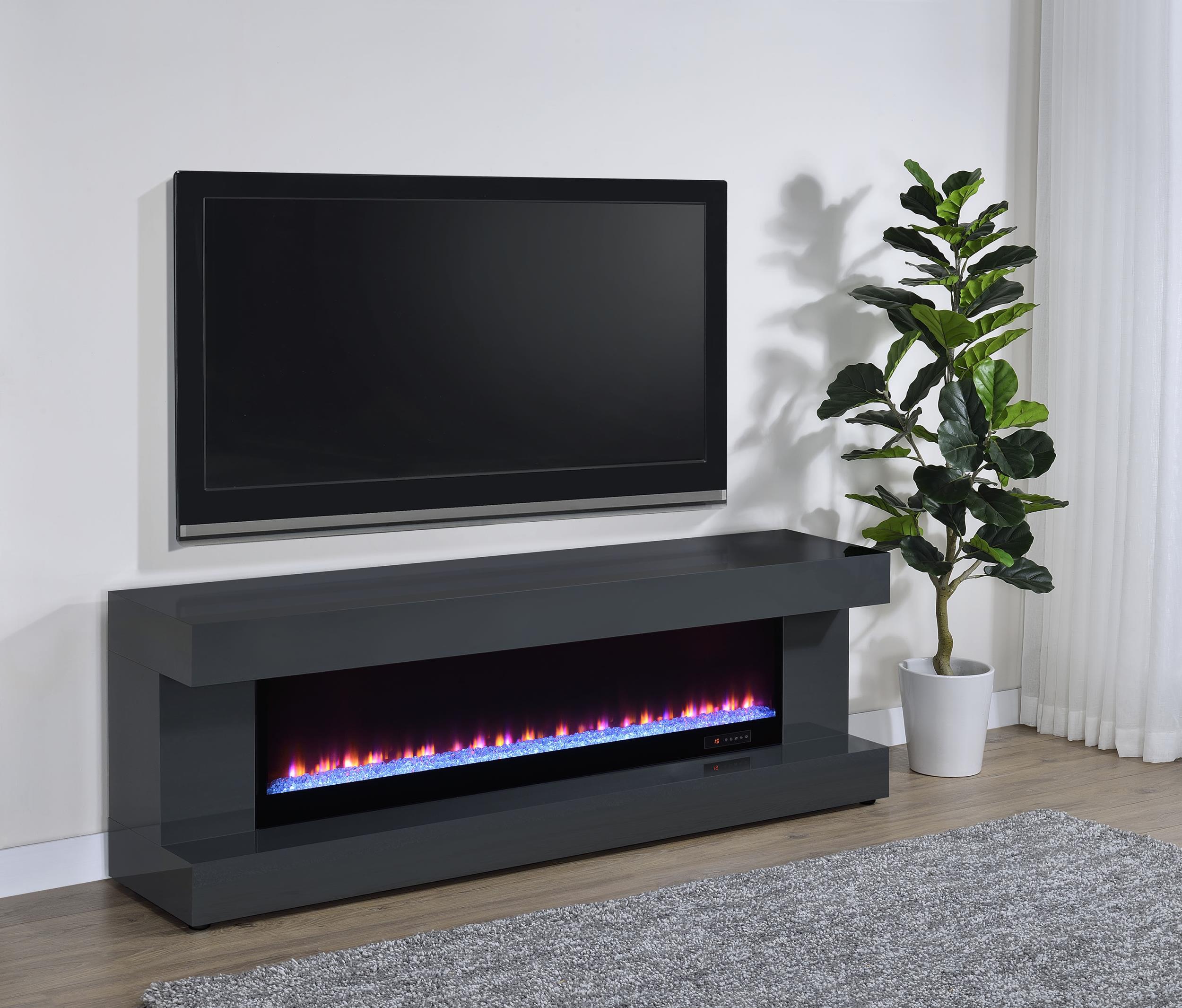 Coaster Mallory Contemporary Grey High Gloss Tv Stand Model 701823