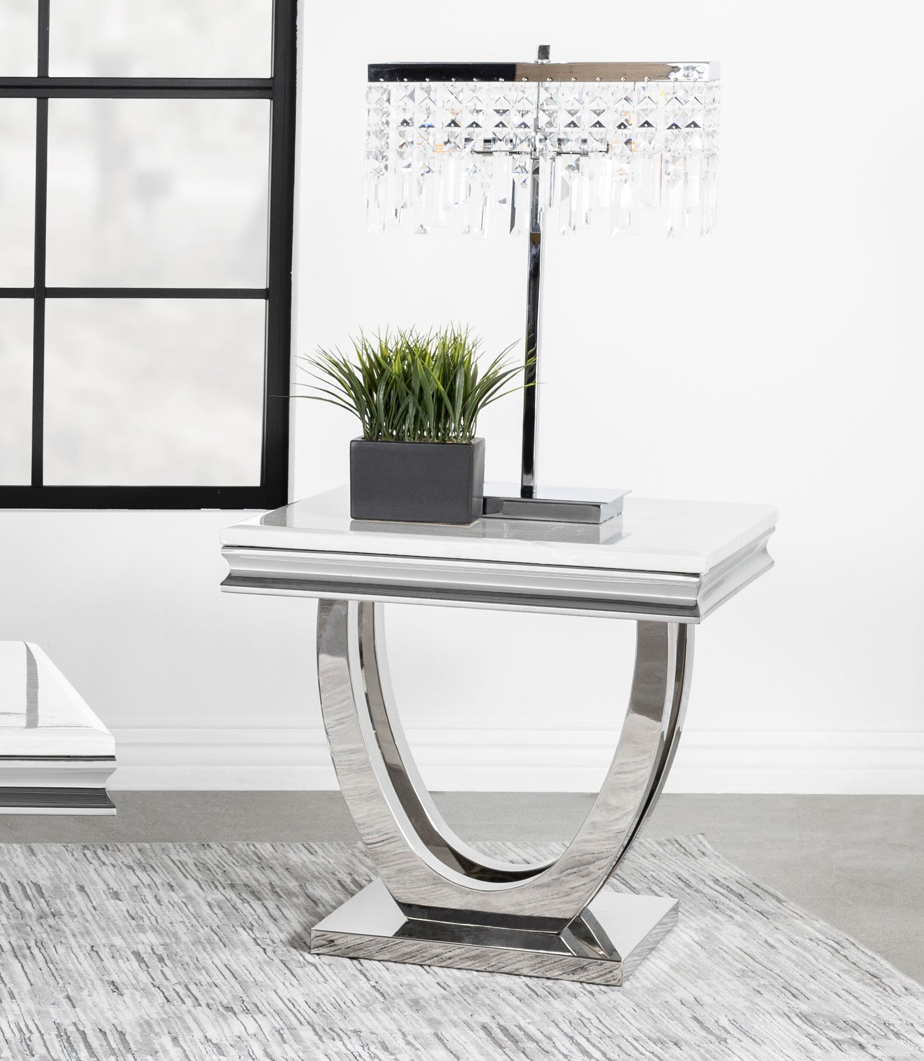 Coaster Kerwin Contemporary White Marble End Table Model 708537